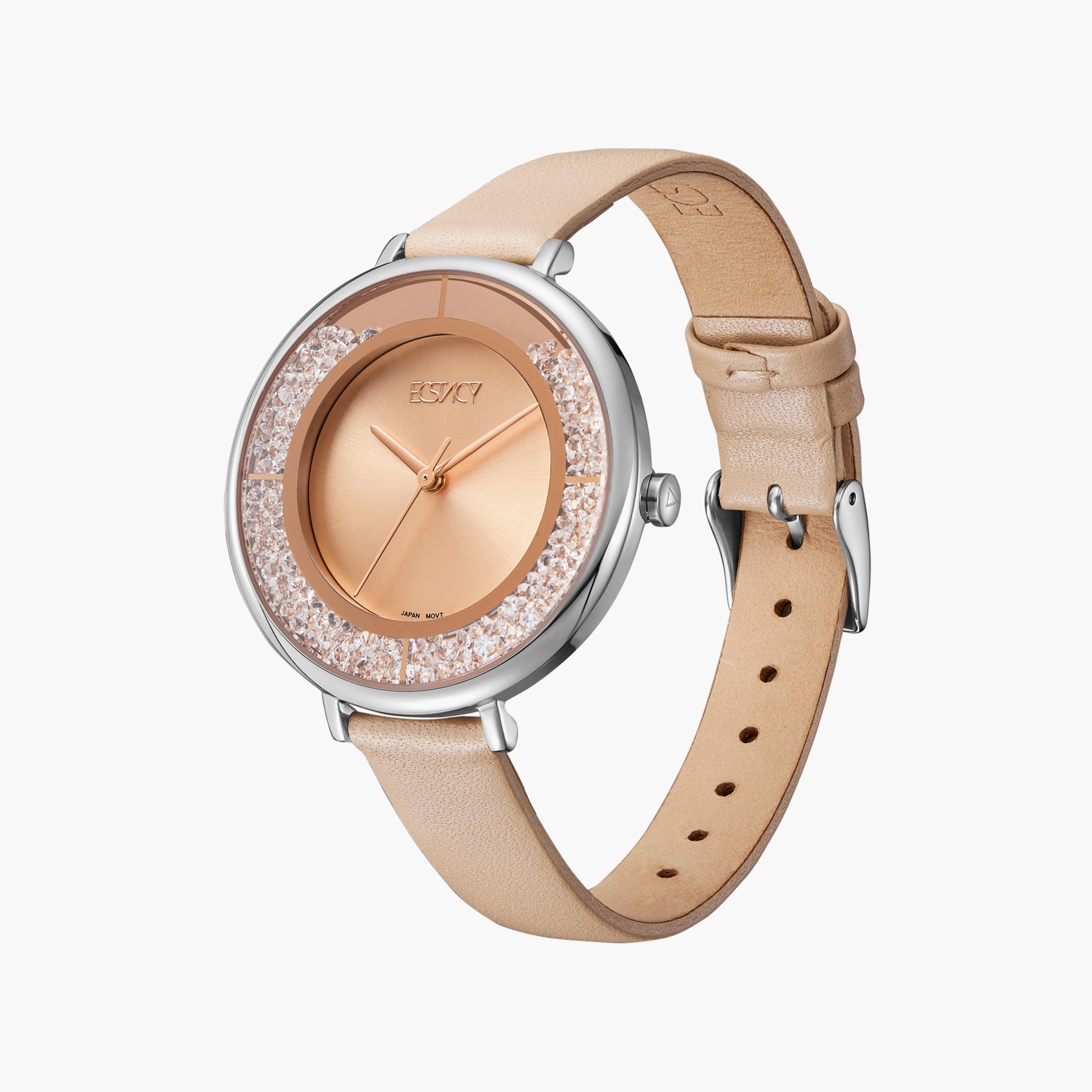 E23501-SLCK | ساعة انالوج من إكستاسي للنساء بسوار جلدي مع لون بيج-women-watchesandjewellery-watches-image-2