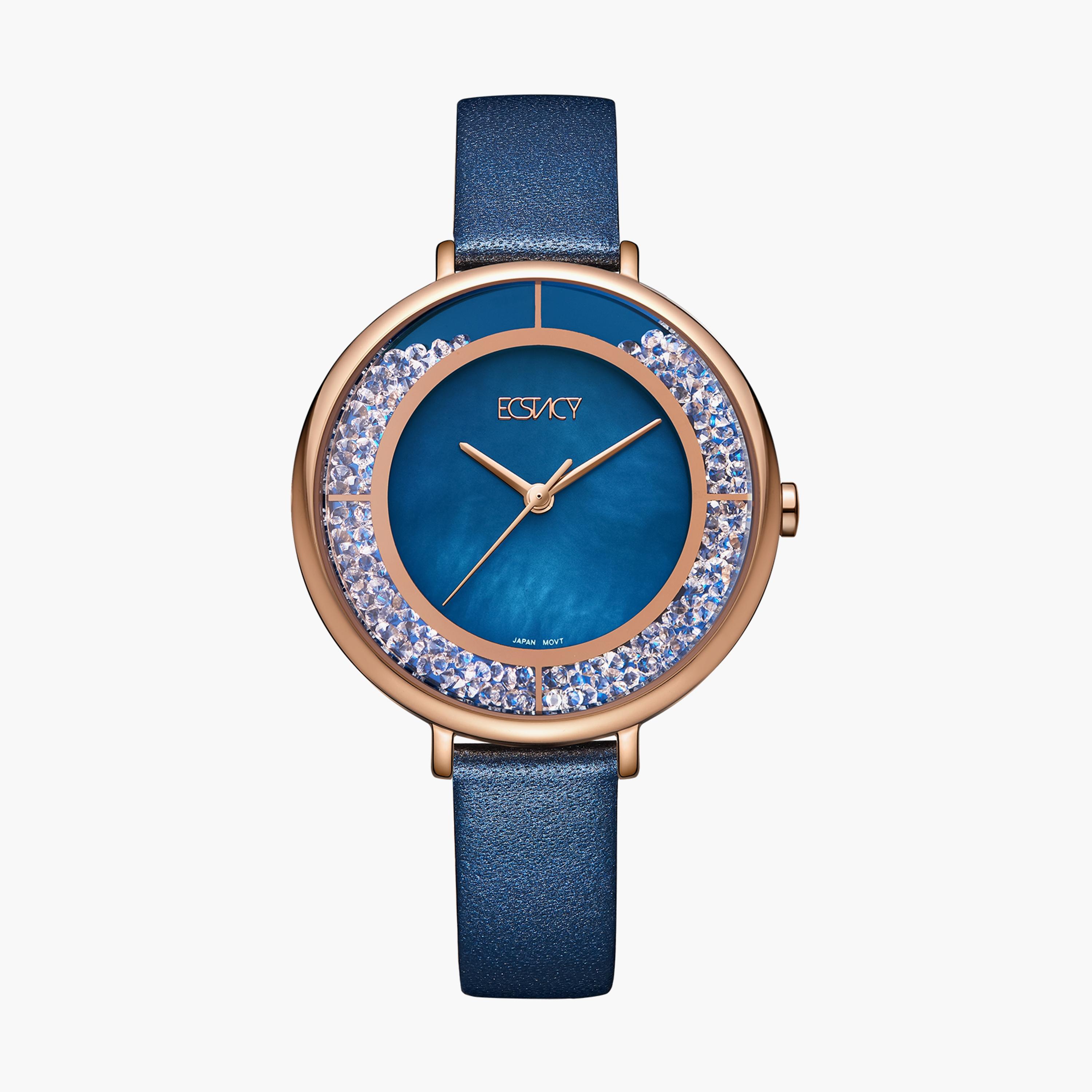 Ecstacy Women Blue Analog Leather Strap Watch | E23501-KLNMN-women-watchesandjewellery-watches-image-1