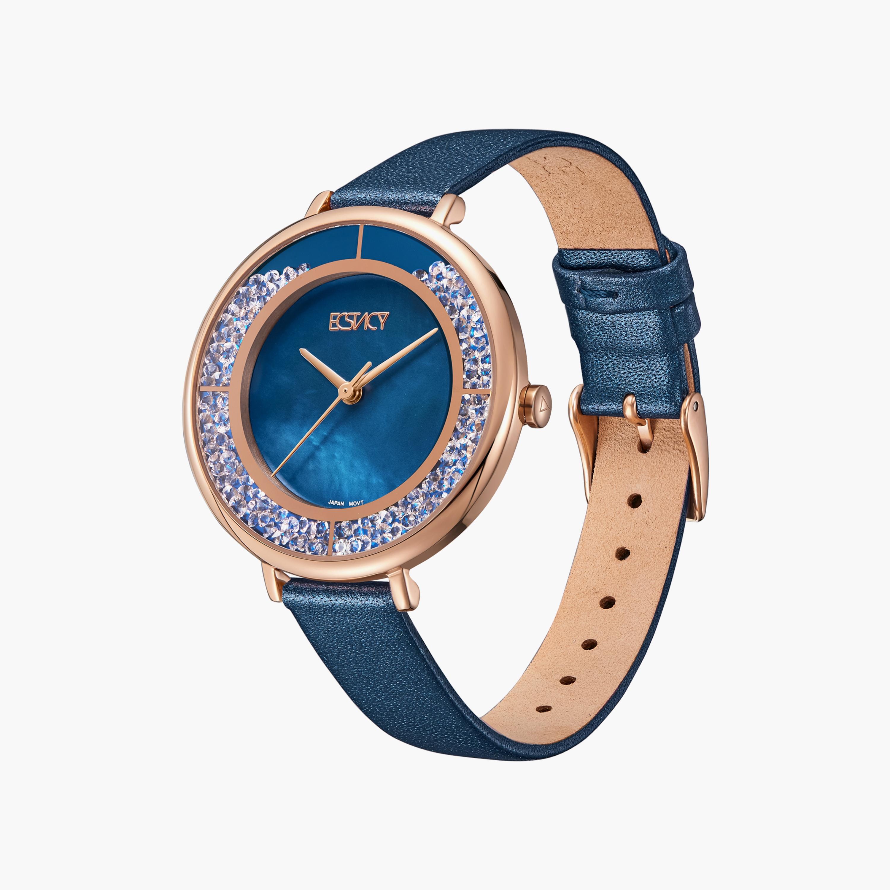 Ecstacy Women Blue Analog Leather Strap Watch | E23501-KLNMN-women-watchesandjewellery-watches-image-2