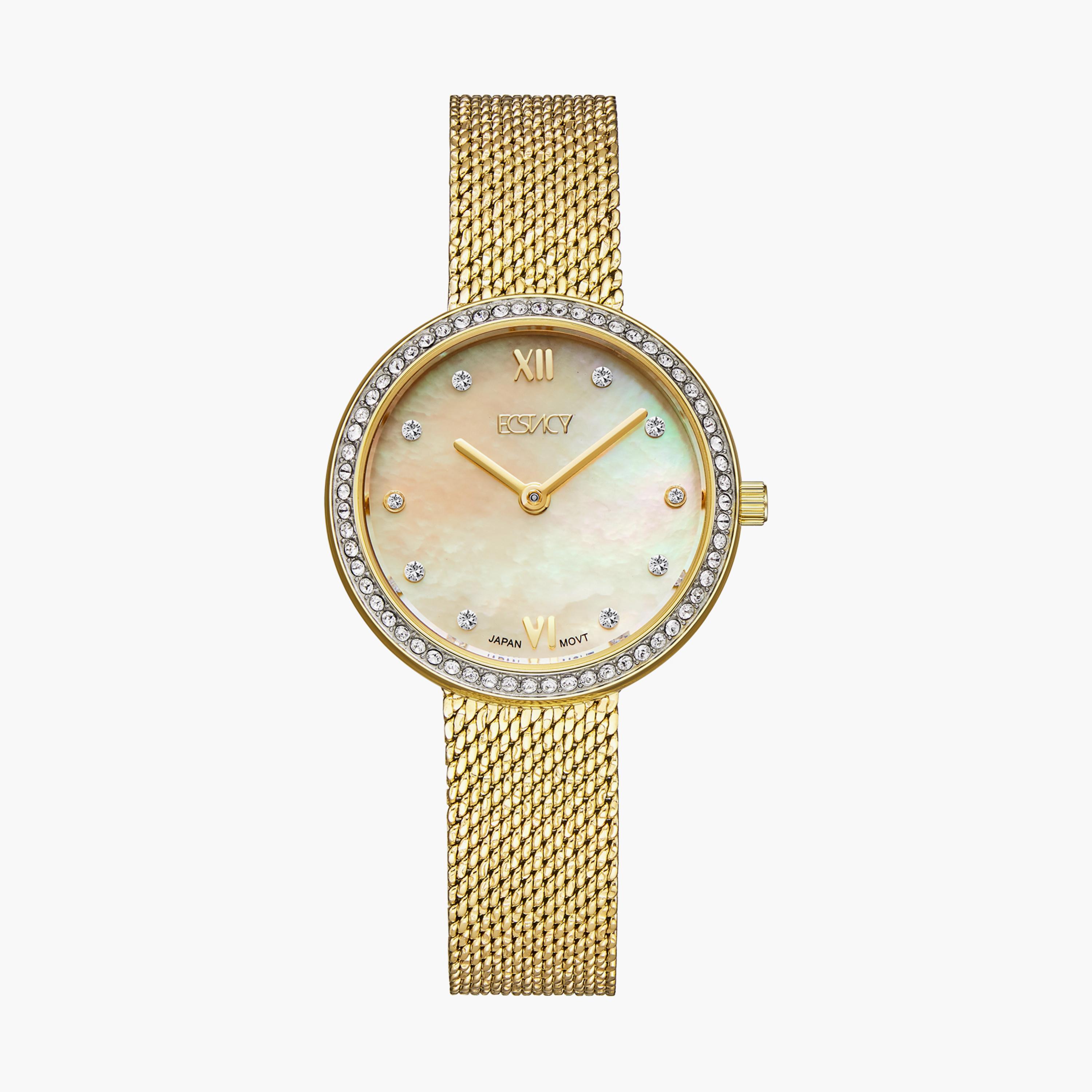 E20506-GMGMC | ساعة أنالوج ذهبية بسوار ستانلس ستيل من إكستاسي-women-watchesandjewellery-watches-image-1