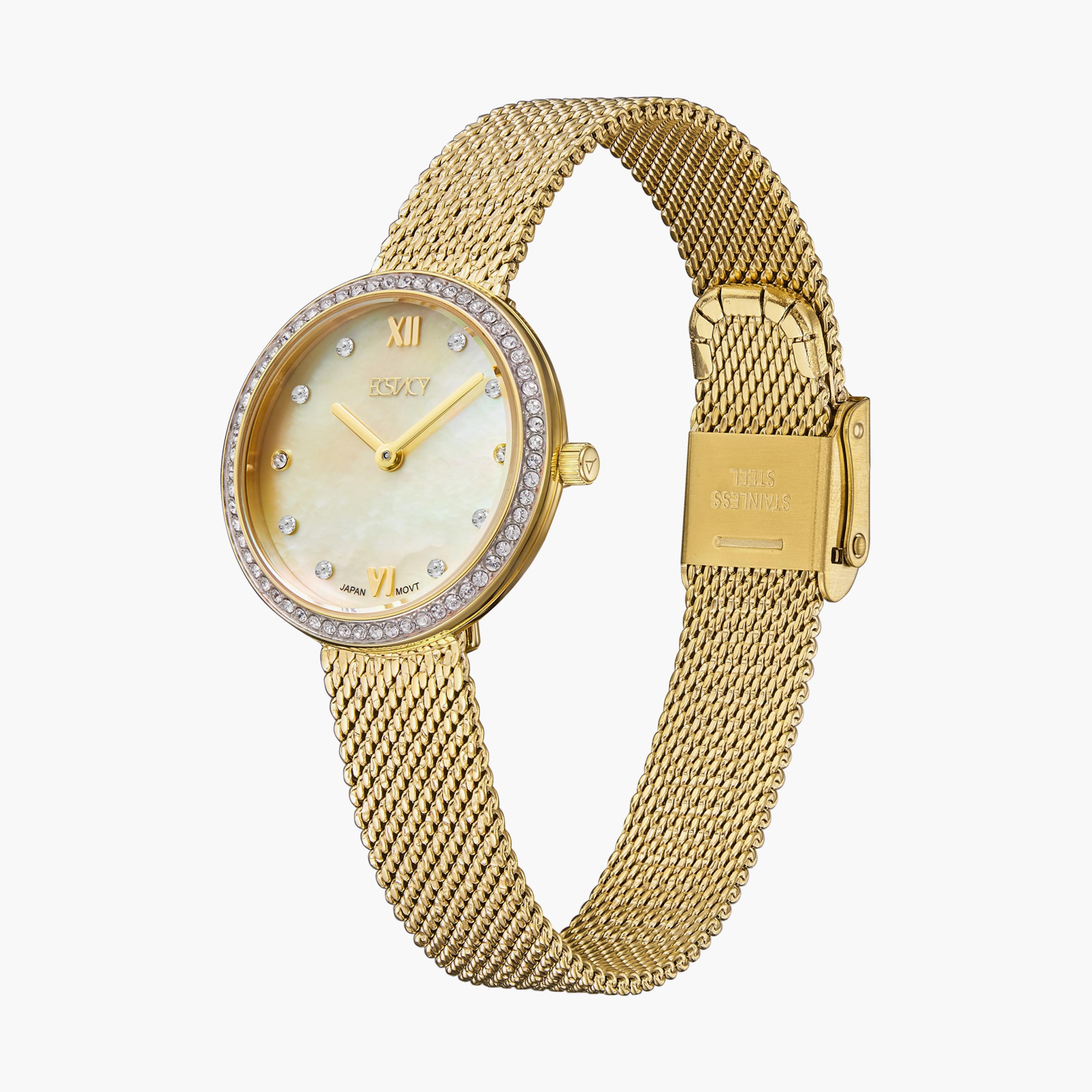 E20506-GMGMC | ساعة أنالوج ذهبية بسوار ستانلس ستيل من إكستاسي-women-watchesandjewellery-watches-image-2