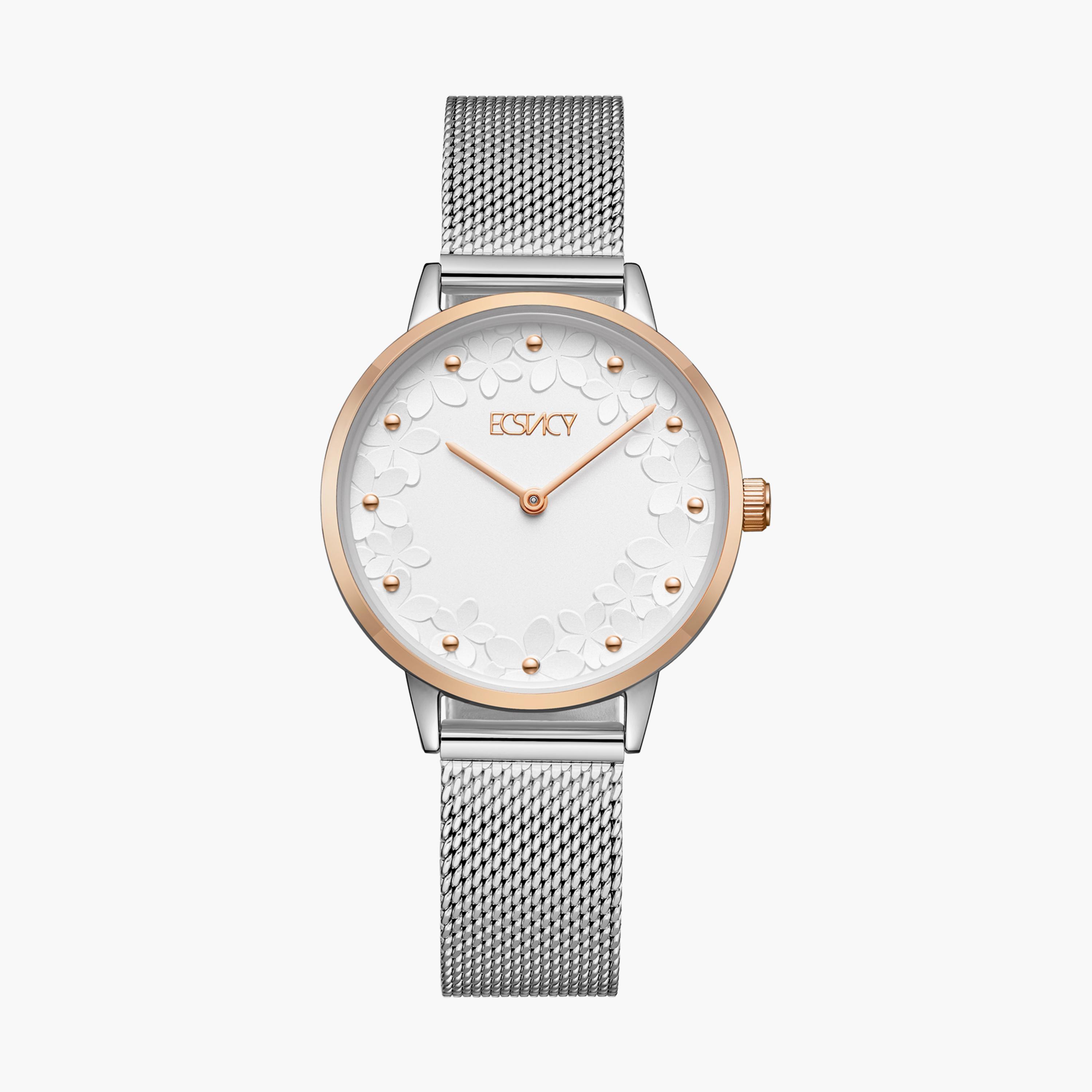 Ecstacy Silver Analog Stainless Steel Strap Watch | E23502-KMSS-women-watchesandjewellery-watches-image-1