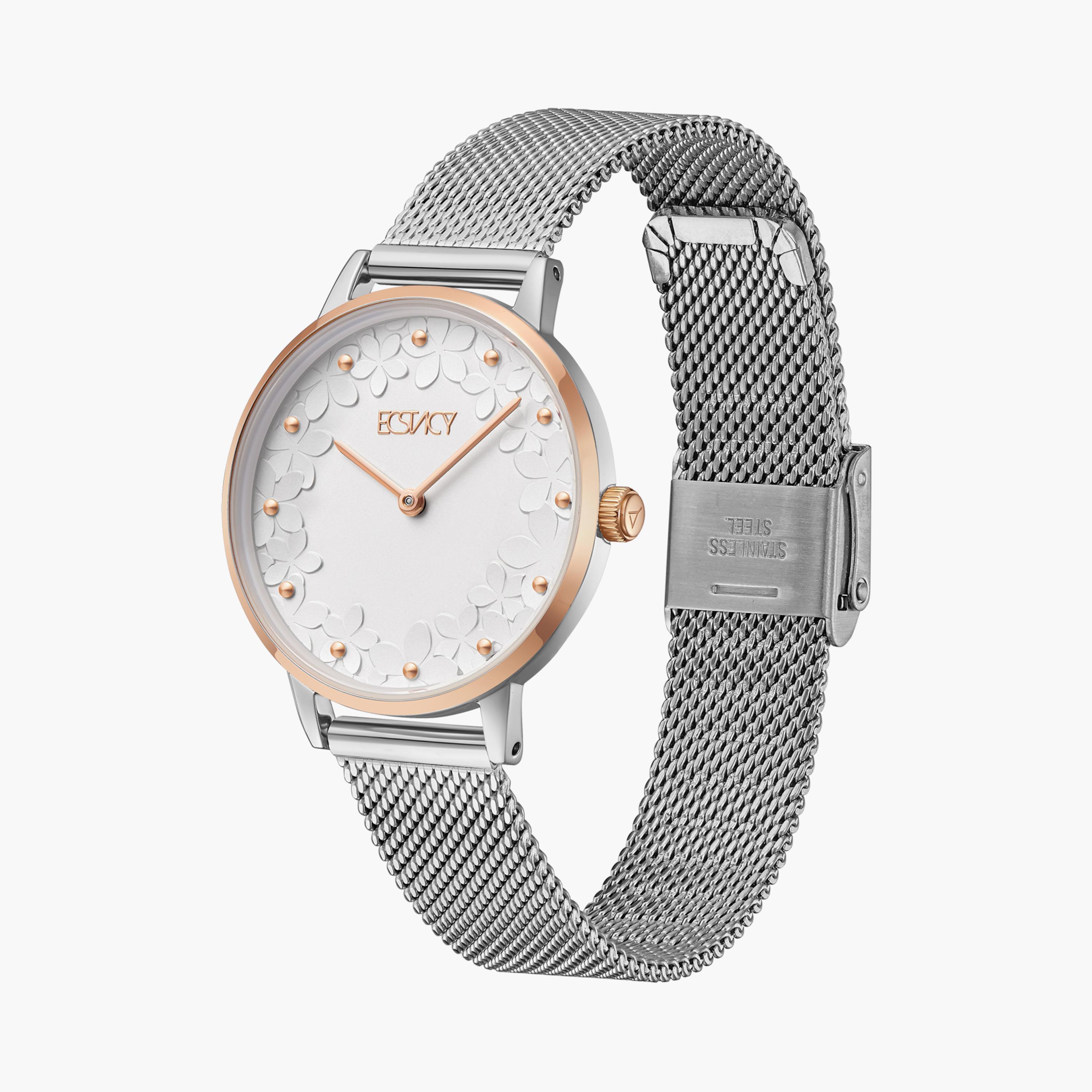 Ecstacy Silver Analog Stainless Steel Strap Watch | E23502-KMSS-women-watchesandjewellery-watches-image-2