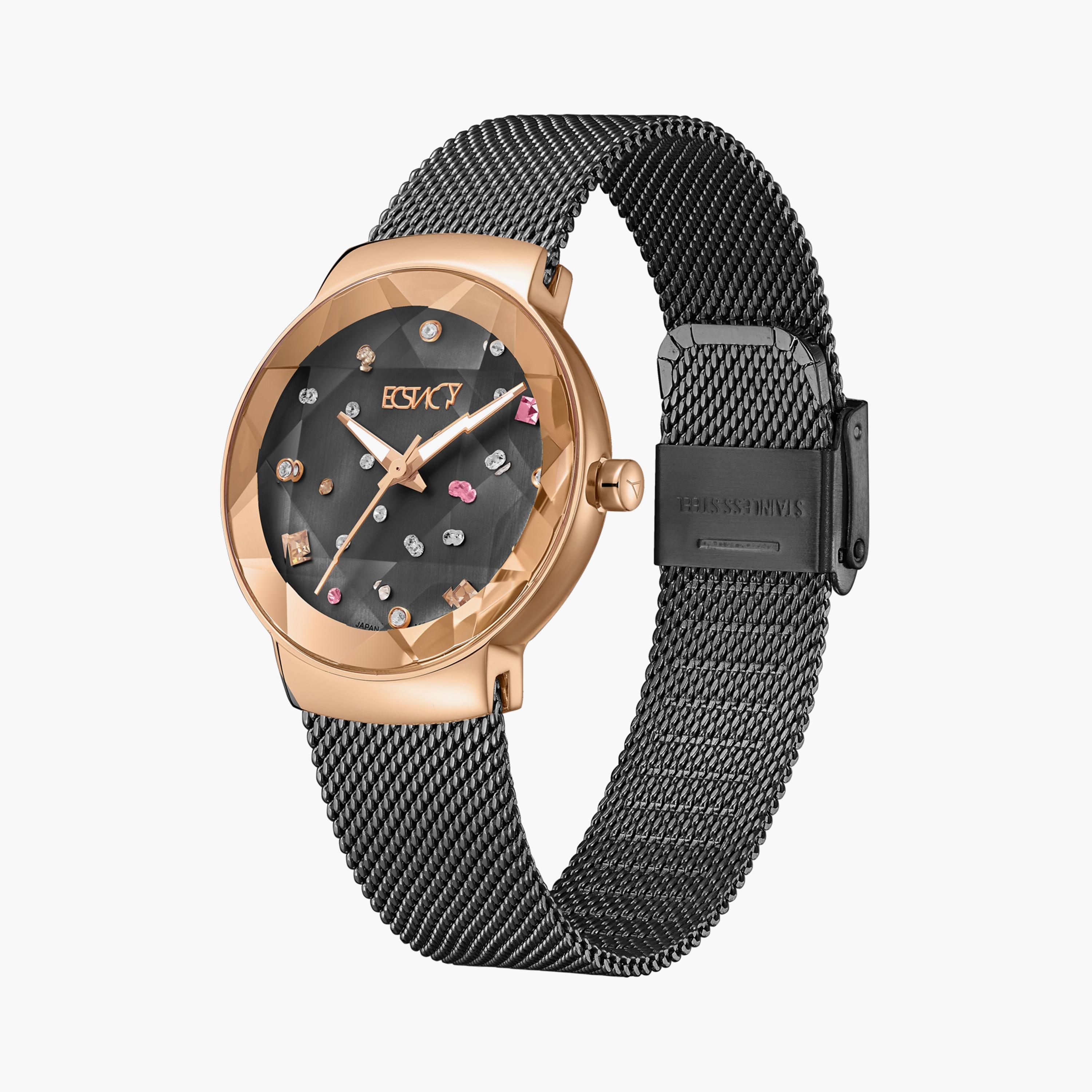 Ecstacy Women Gun Metal Analog Stainless Steel Strap Watch | E23504-KMXX-women-watchesandjewellery-watches-image-2
