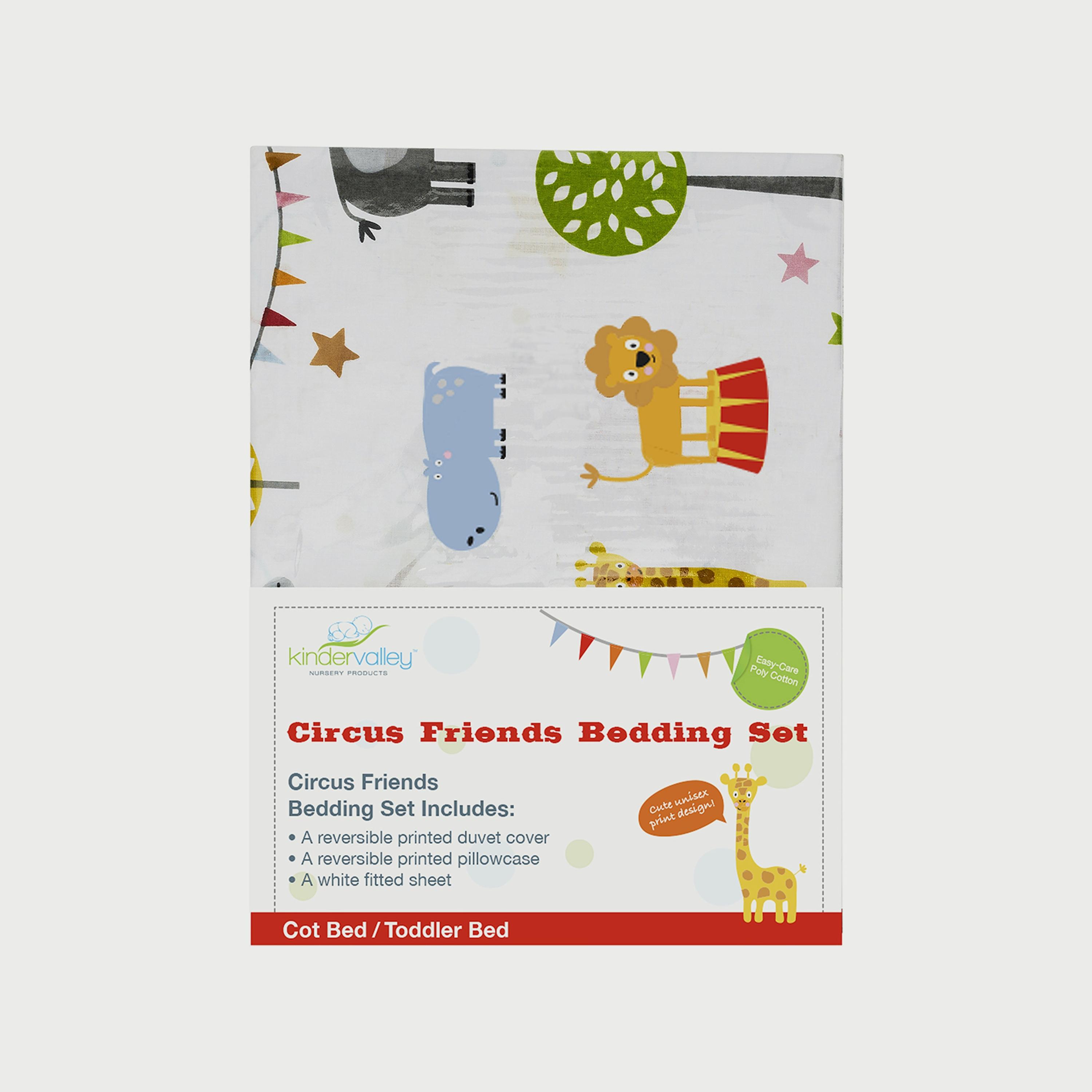 Kinder Valley 7-Piece Circus Friends Sydney Toddler Bed Bundle with Kinder Flow Mattress, White-baby-nursery-toddlerbedding-image-2