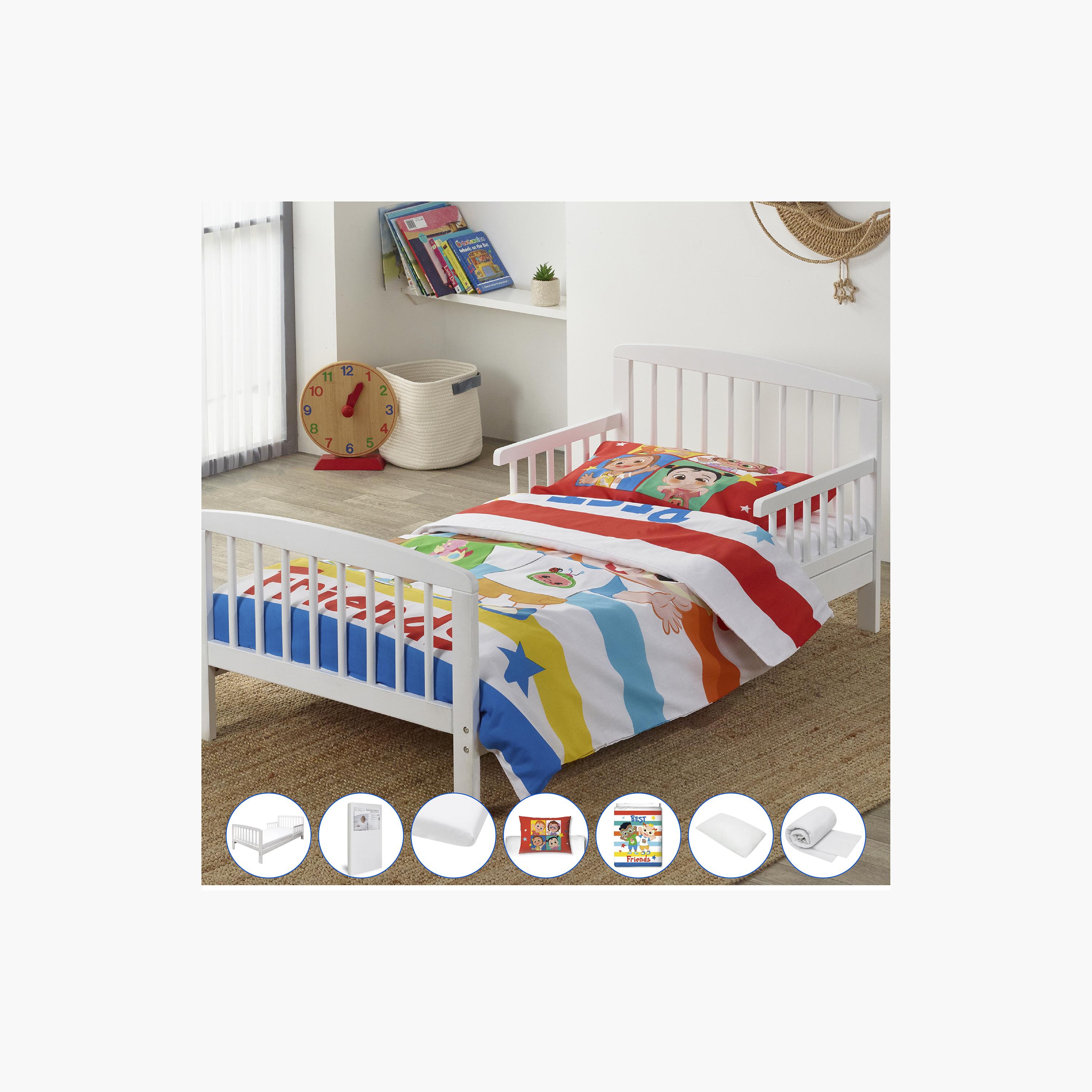 Kinder Valley 7-Piece Cocomelon Sydney Toddler Bed Bundle with Kinder Flow mattress, White-baby-nursery-toddlerbedding-image-1