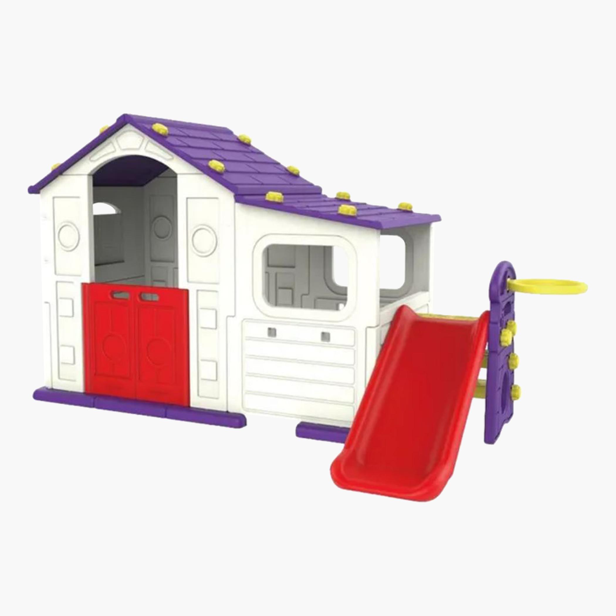 MYTS Kids' Indoor Activity Playhouse with Playside Slide and Basketball Loop