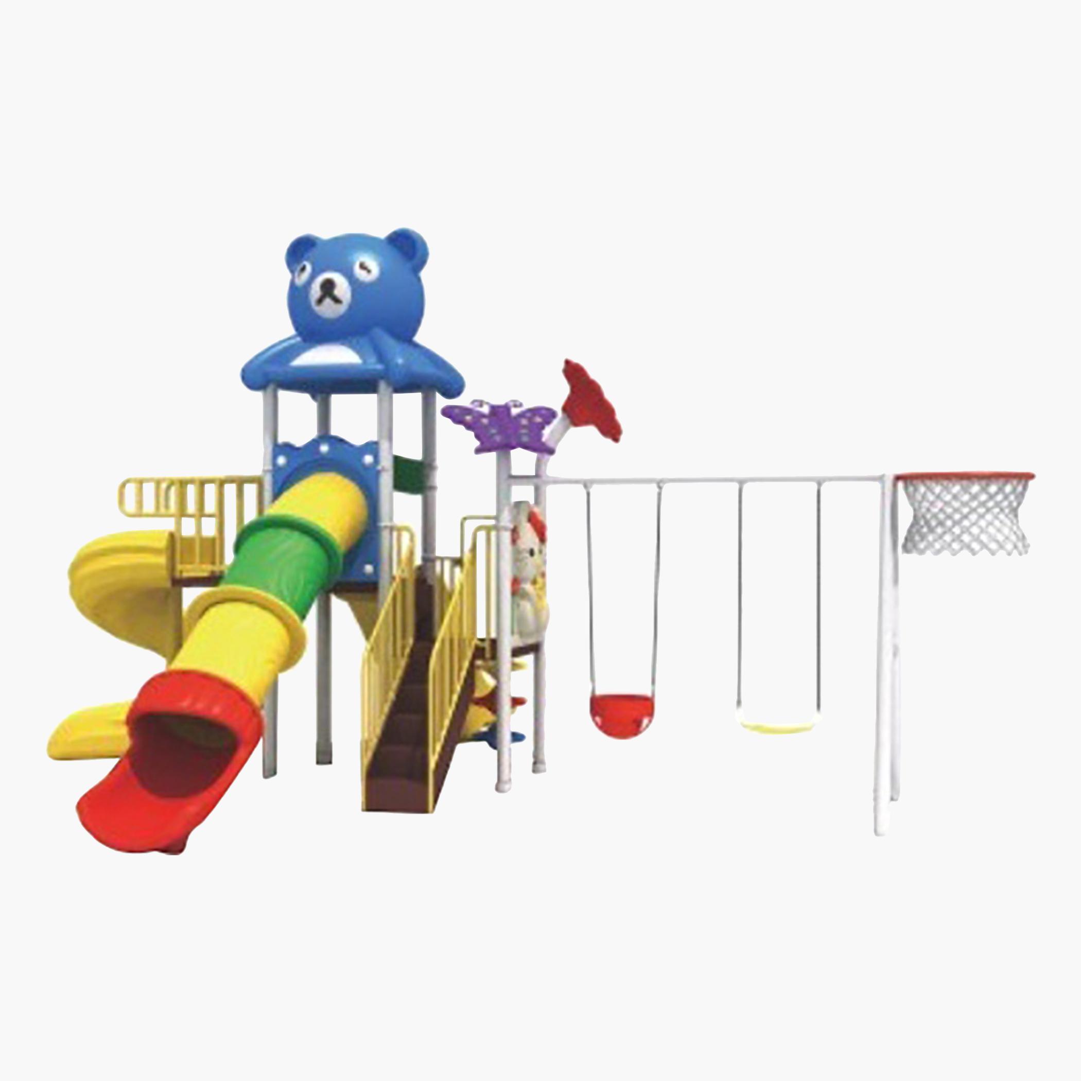 MYTS Kids' Outdoor Teddy Top Multicentre Tube Slide with Basketball Hoop