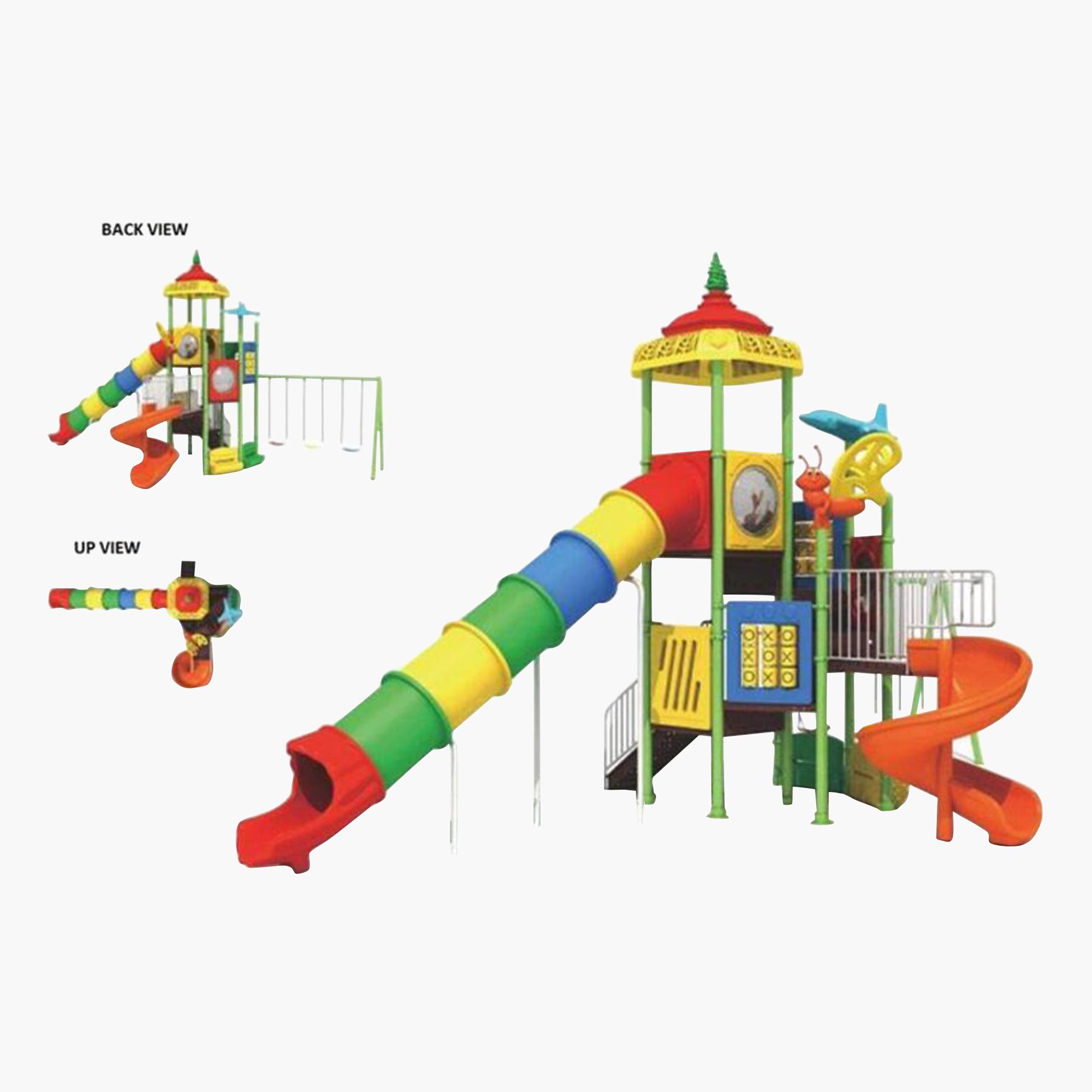 MYTS Kids' Tube Slide and Three Swing Playset