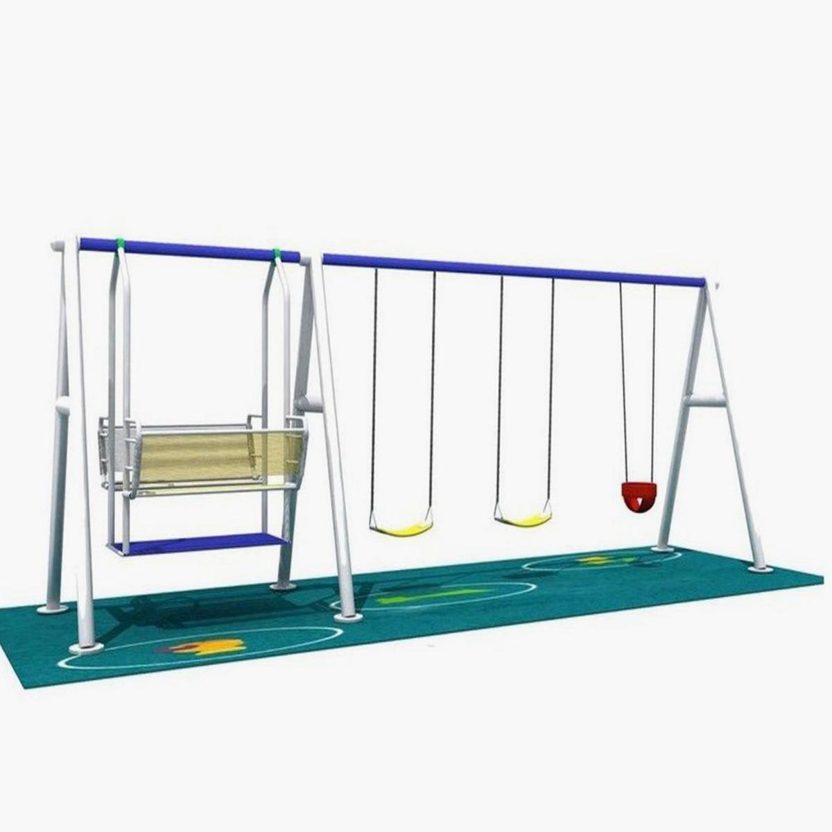 MYTS Kids' Outdoor Double Swing and 3 Play Swings Combo