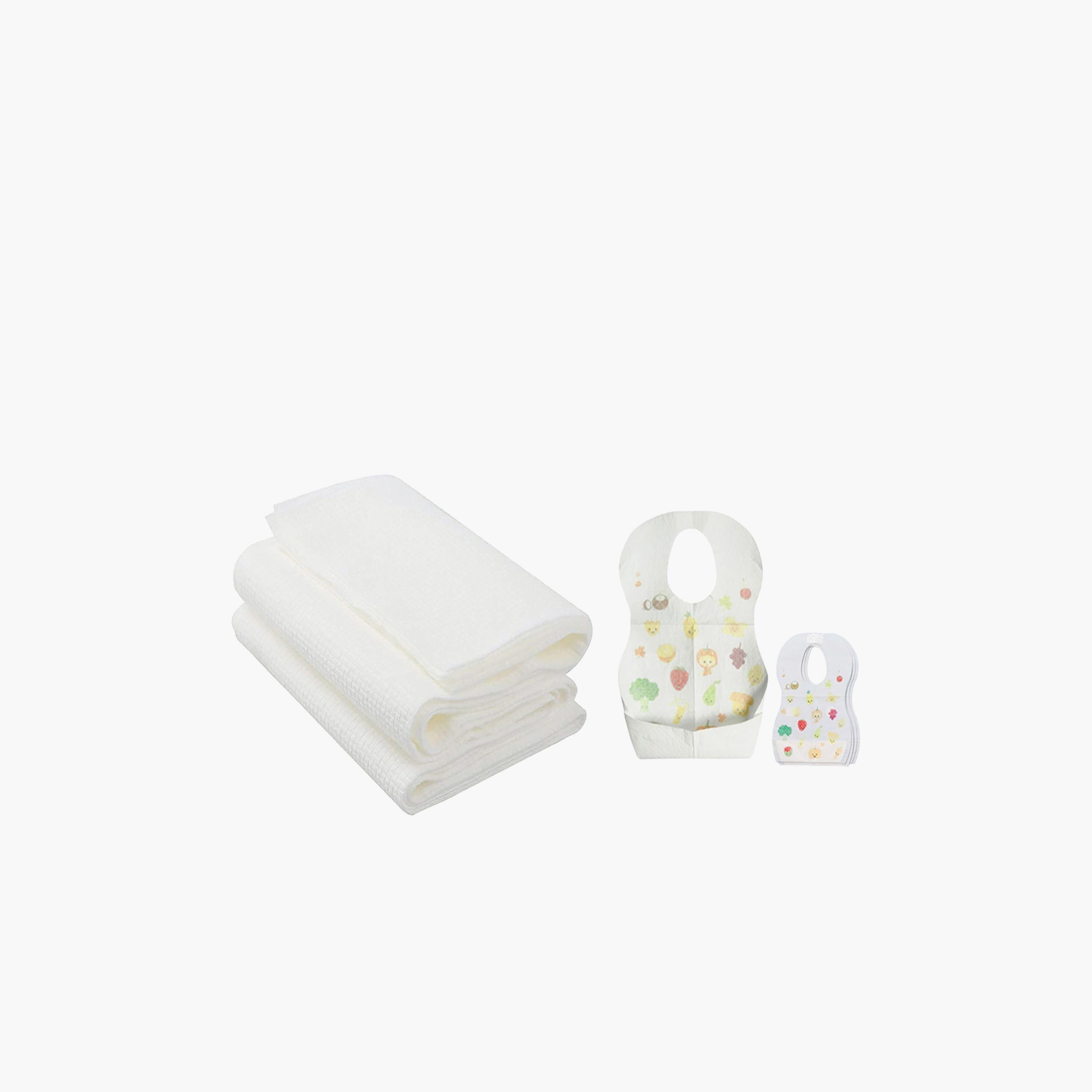 Star Babies 5-Piece Disposable Bibs, Fruit Print with 3-Piece Disposable Towel Bundle-baby-feeding-bibs-image-1