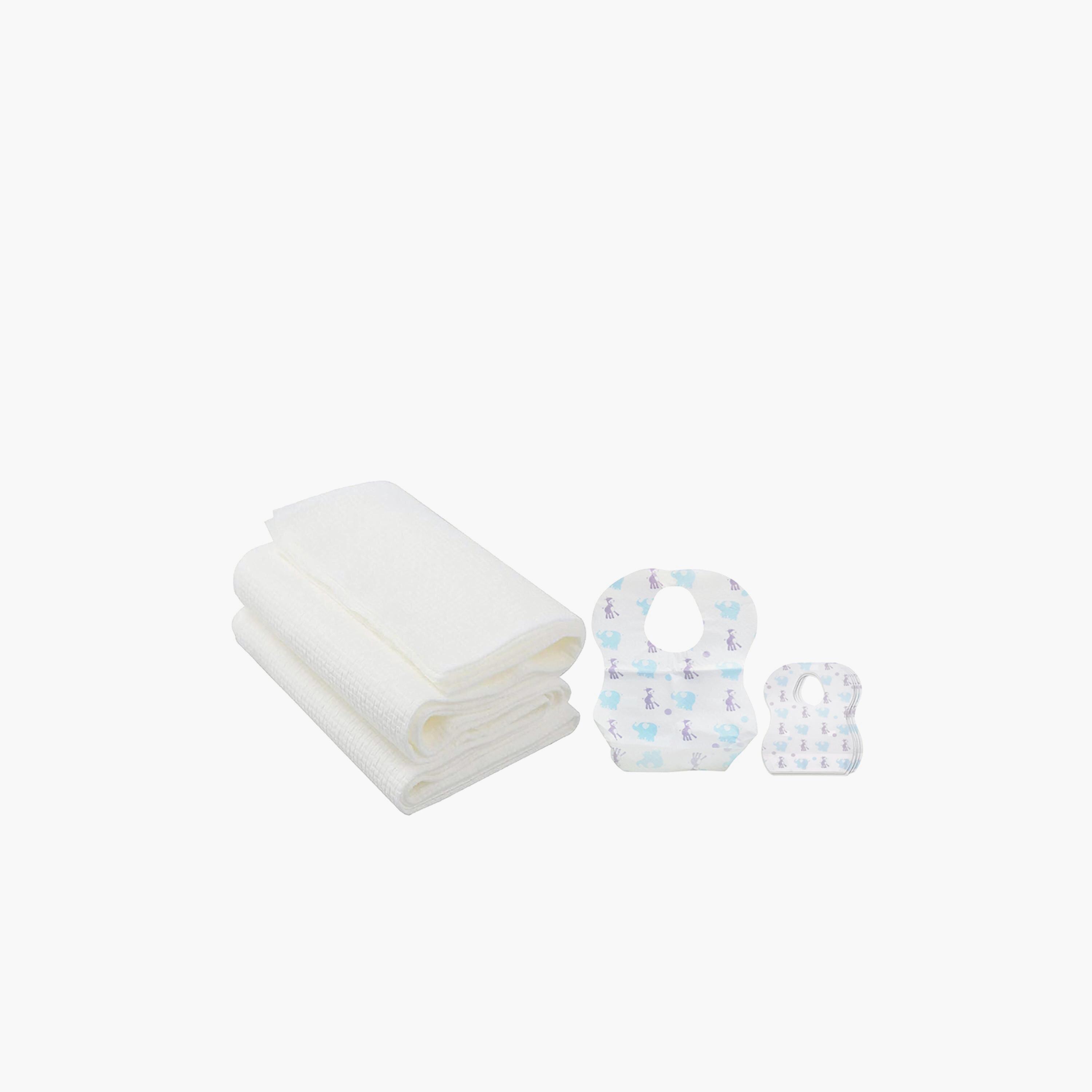 Star Babies 15-Piece Disposable Bibs, Elephant Print with 3-Piece Disposable Towel Bundle-baby-feeding-bibs-image-1