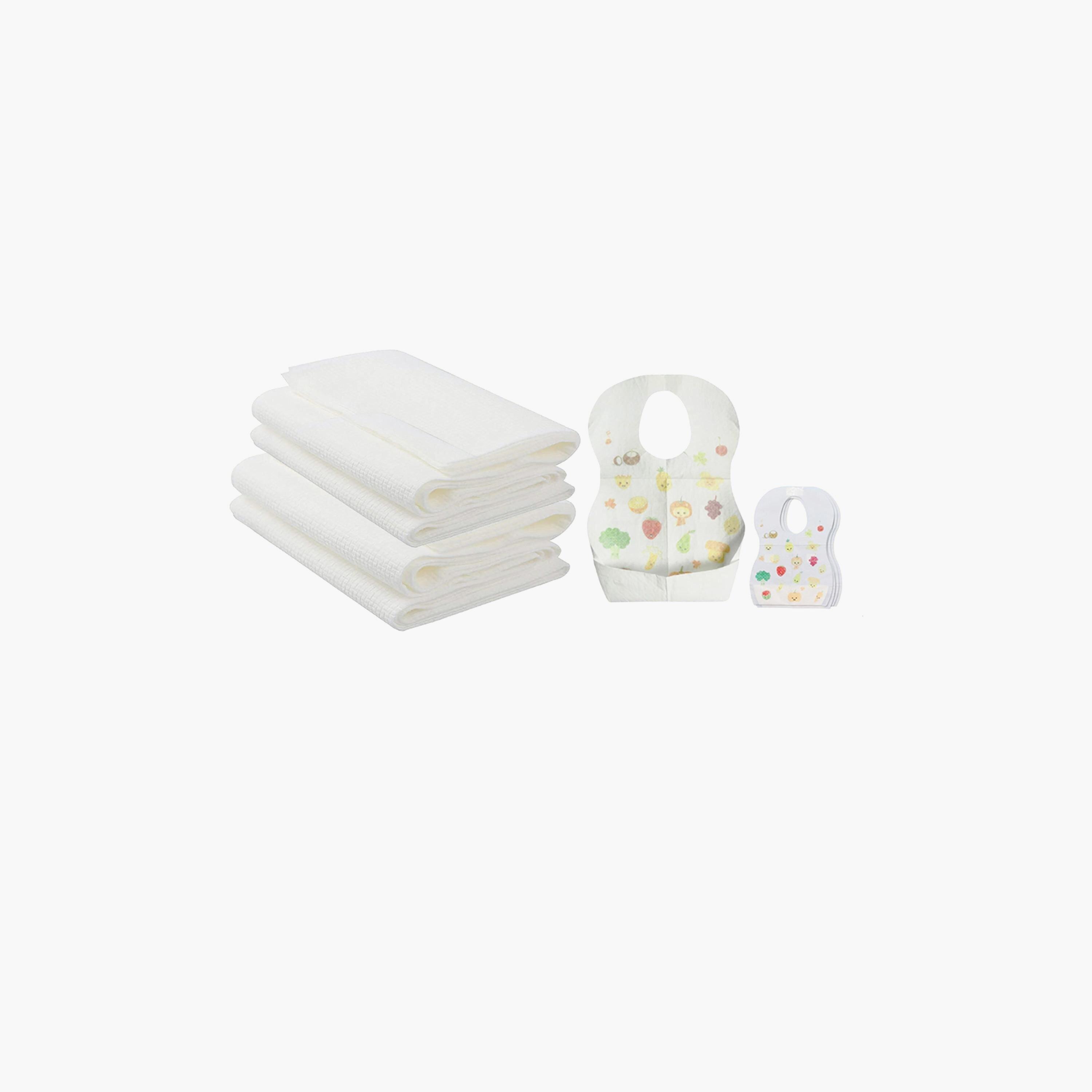 Star Babies 20-Piece Disposable Bibs, Fruit Print with 6-Piece Disposable Towel Bundle-baby-feeding-bibs-image-1