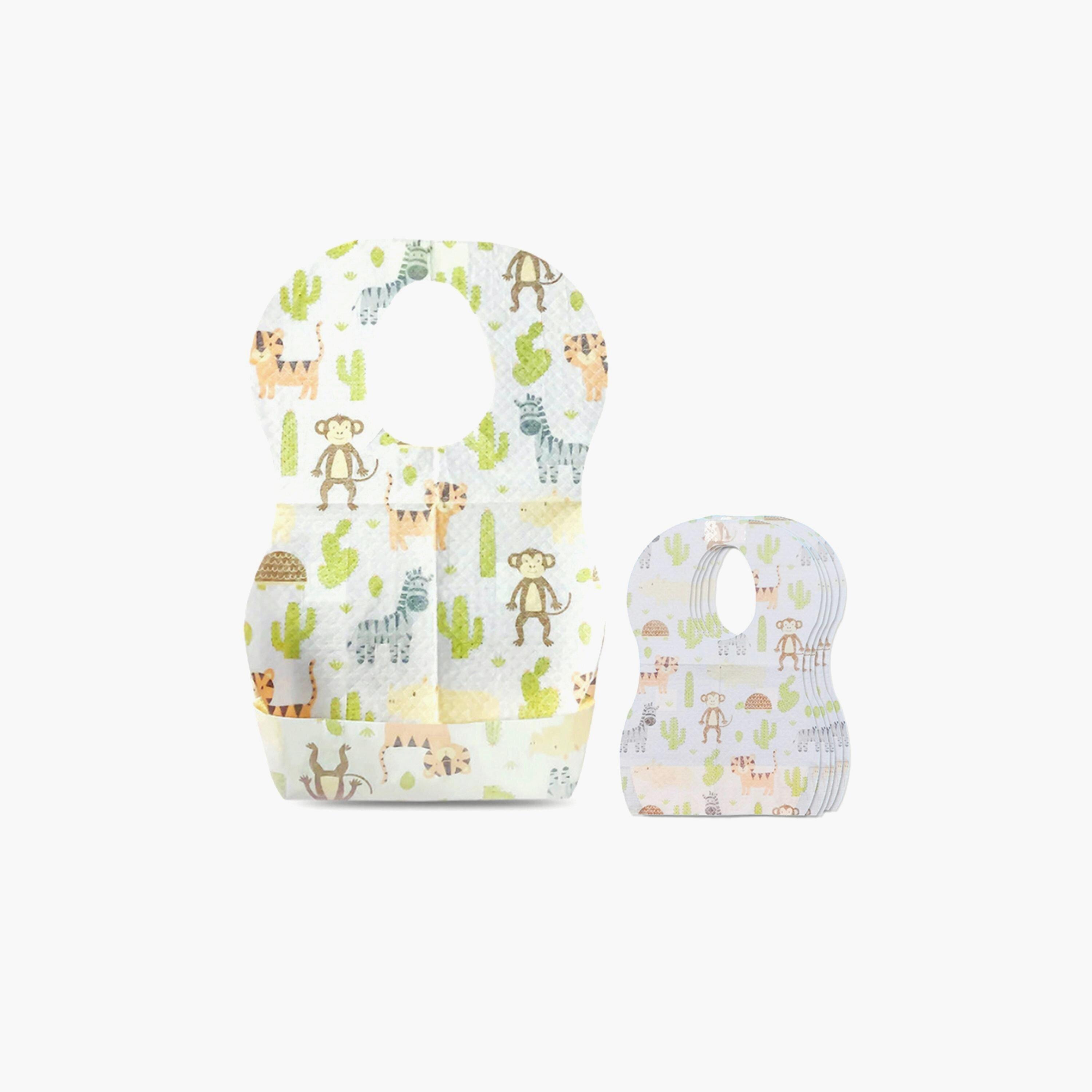 Star Babies 20-Piece Disposable Bibs, Animal Print with 6-Piece Disposable Towel Bundle-baby-feeding-bibs-image-4