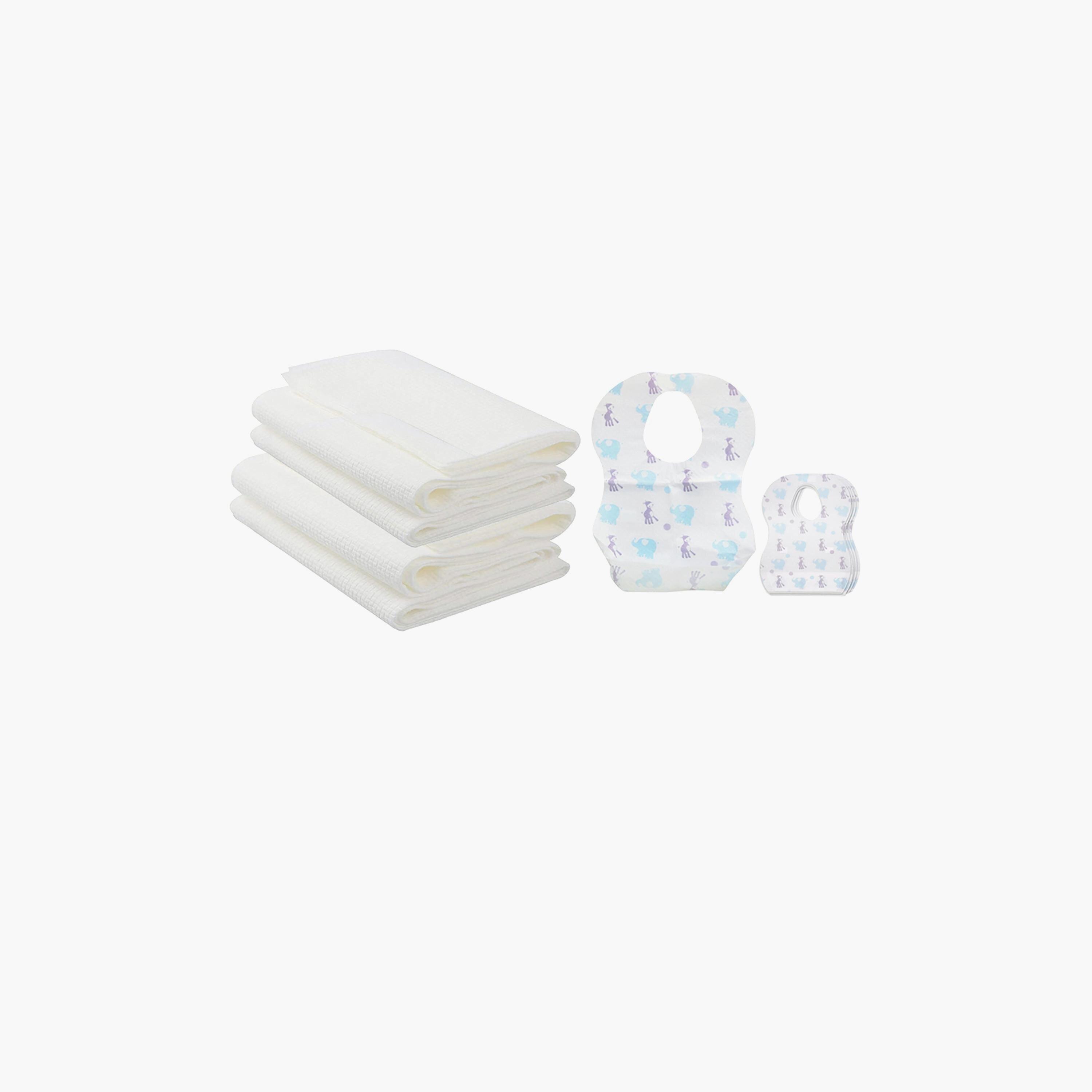 Star Babies 20-Piece Disposable Bibs, Elephant Print with 6-Piece Disposable Towel Bundle-baby-feeding-bibs-image-1