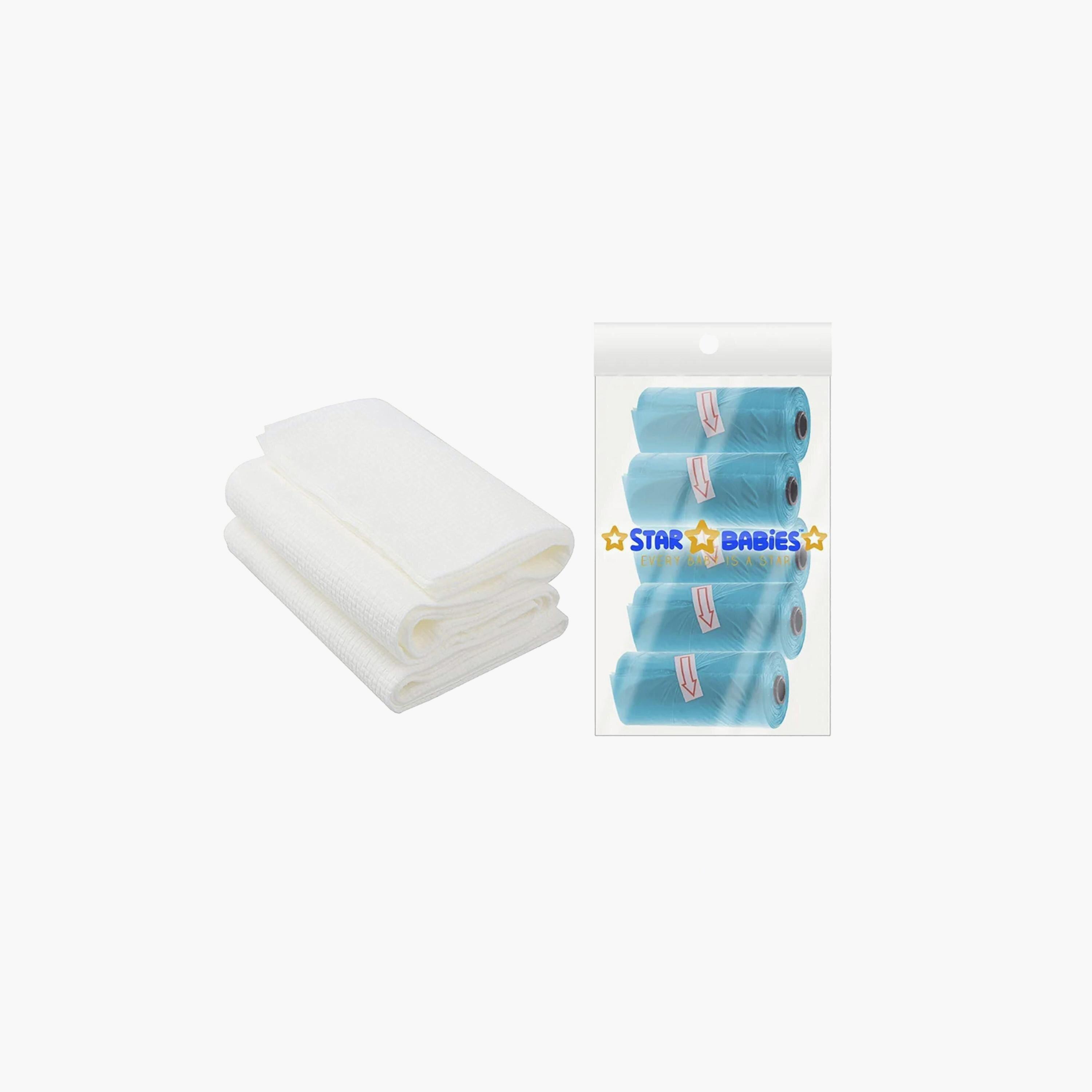 مجموعة من 5 أكياس معطرة من ستار بيبيز مع حزمة مناشف للاستعمال مرة واحدة 3 قطع-baby-bathandcare-towels-image-1