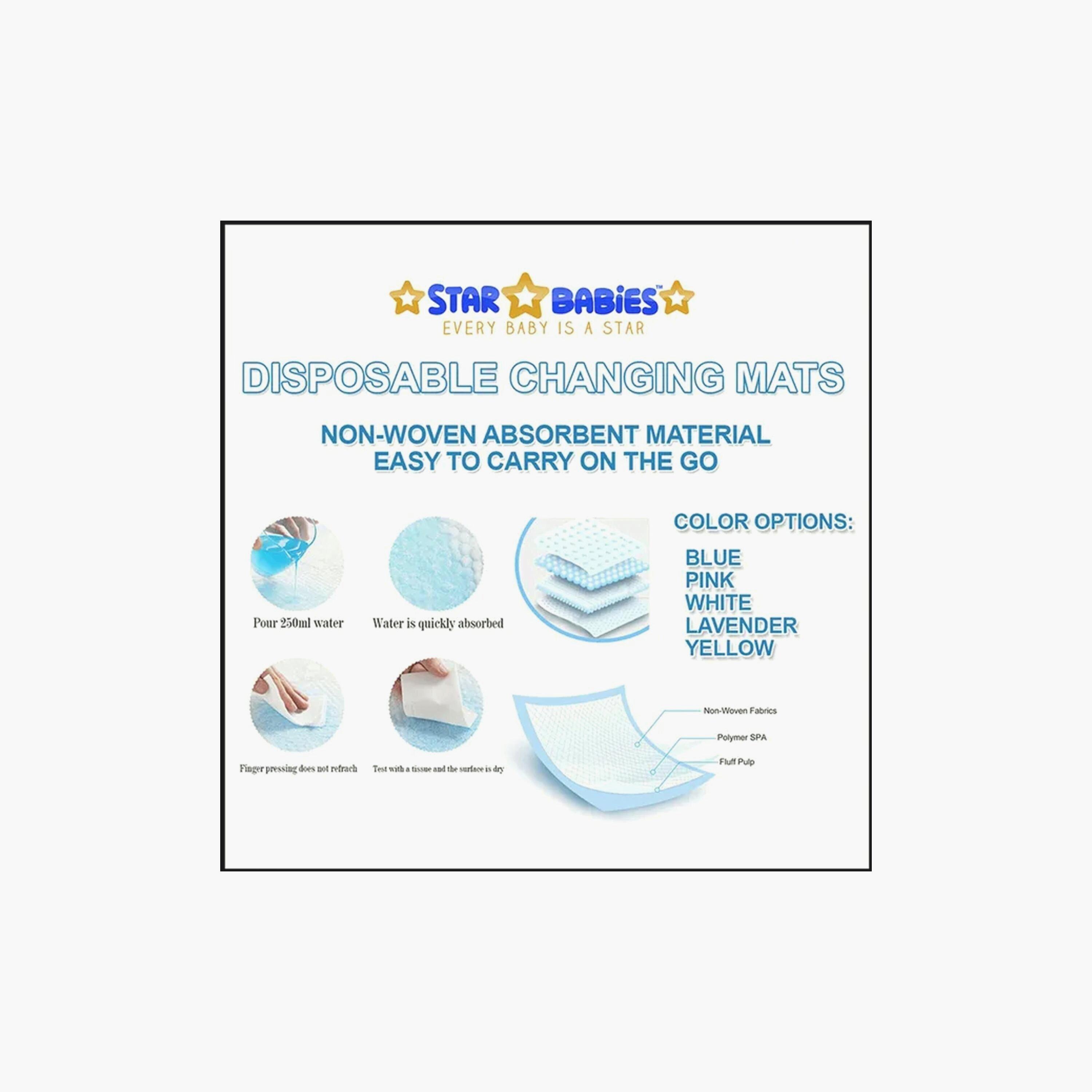 Star Babies 6-Piece Disposable Changing Mats with 3-Piece Disposable Towel Bundle-baby-diapering-changingmats-image-5