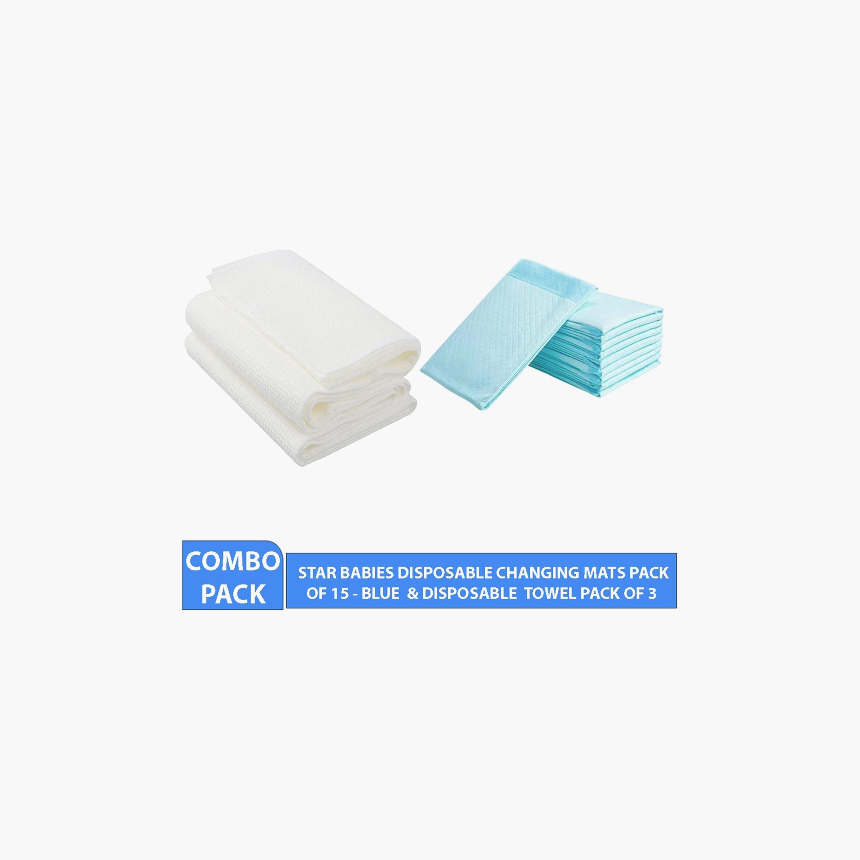 سجاد تغيير للاستعمال مرة واحدة 15 قطعة من ستار بيبيز مع حزمة مناشف للاستعمال مرة واحدة 3 قطع-baby-diapering-binsandrefills-image-4