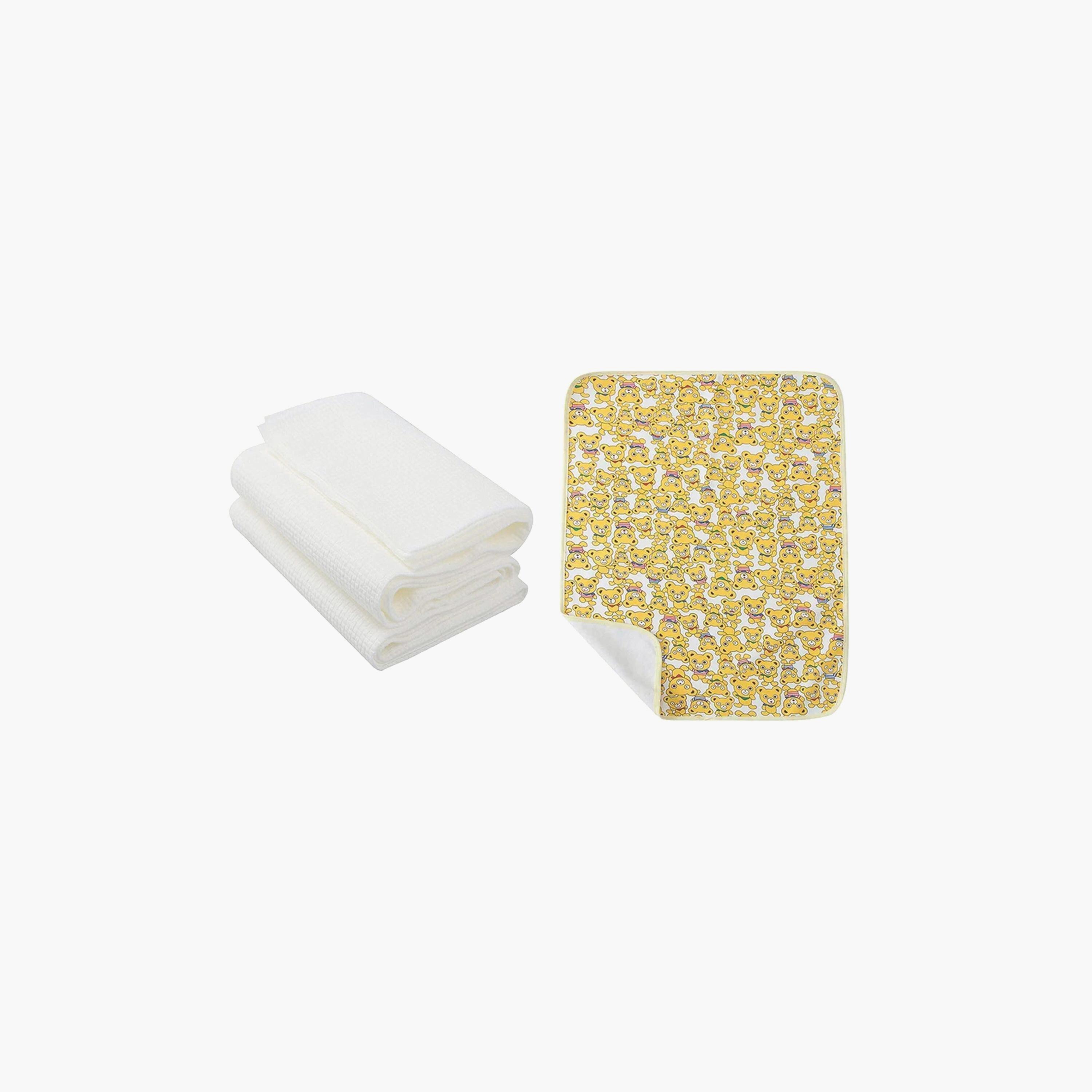 Star Babies Reusable Changing Mats with 3-Piece Disposable Towel Gift Set, Yellow Bear-baby-diapering-changingmats-image-1