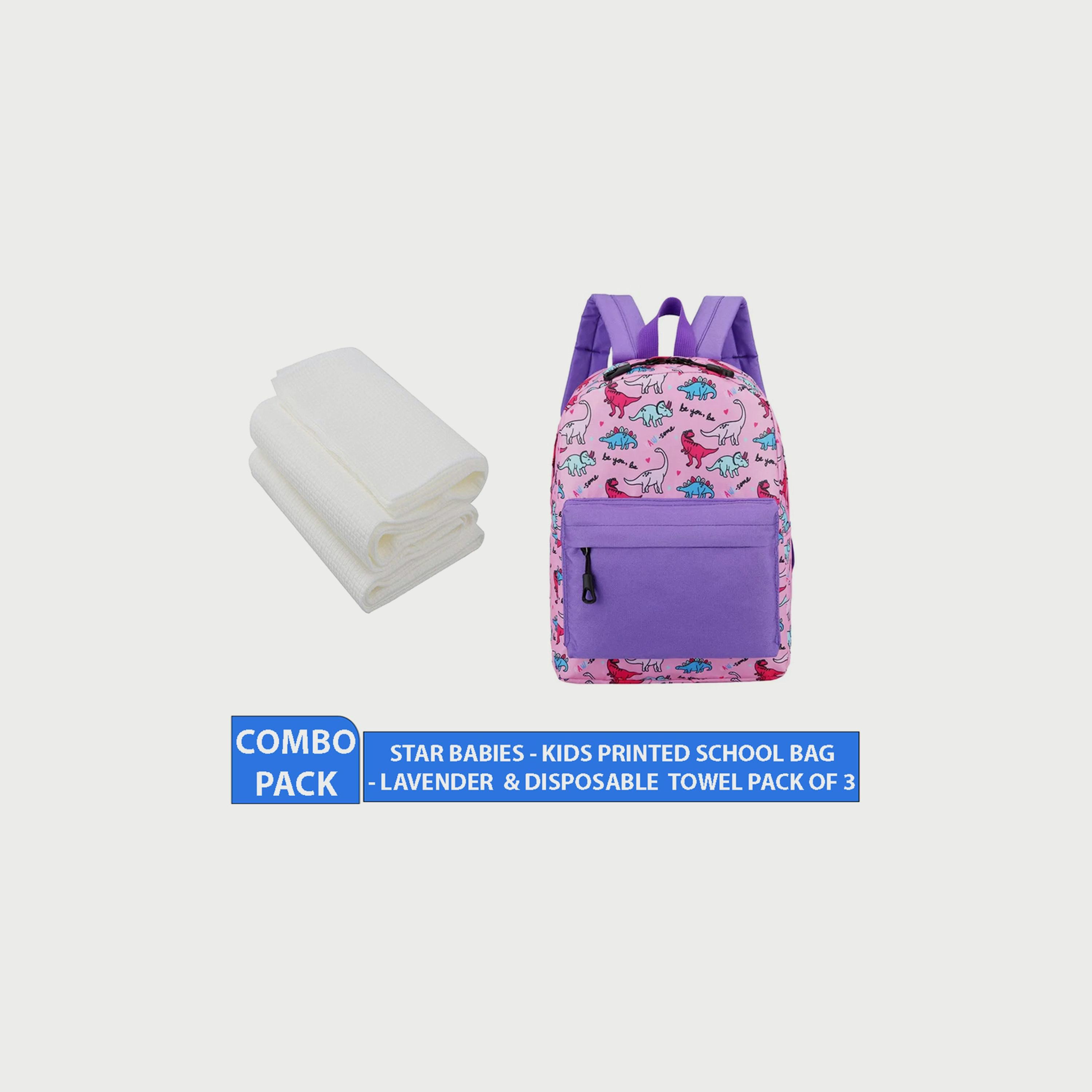 Star Babies Kids School Bag with 3-Piece Disposable Towels Bundle, Lavender-school-bagsandbackpacks-backpacks-image-2