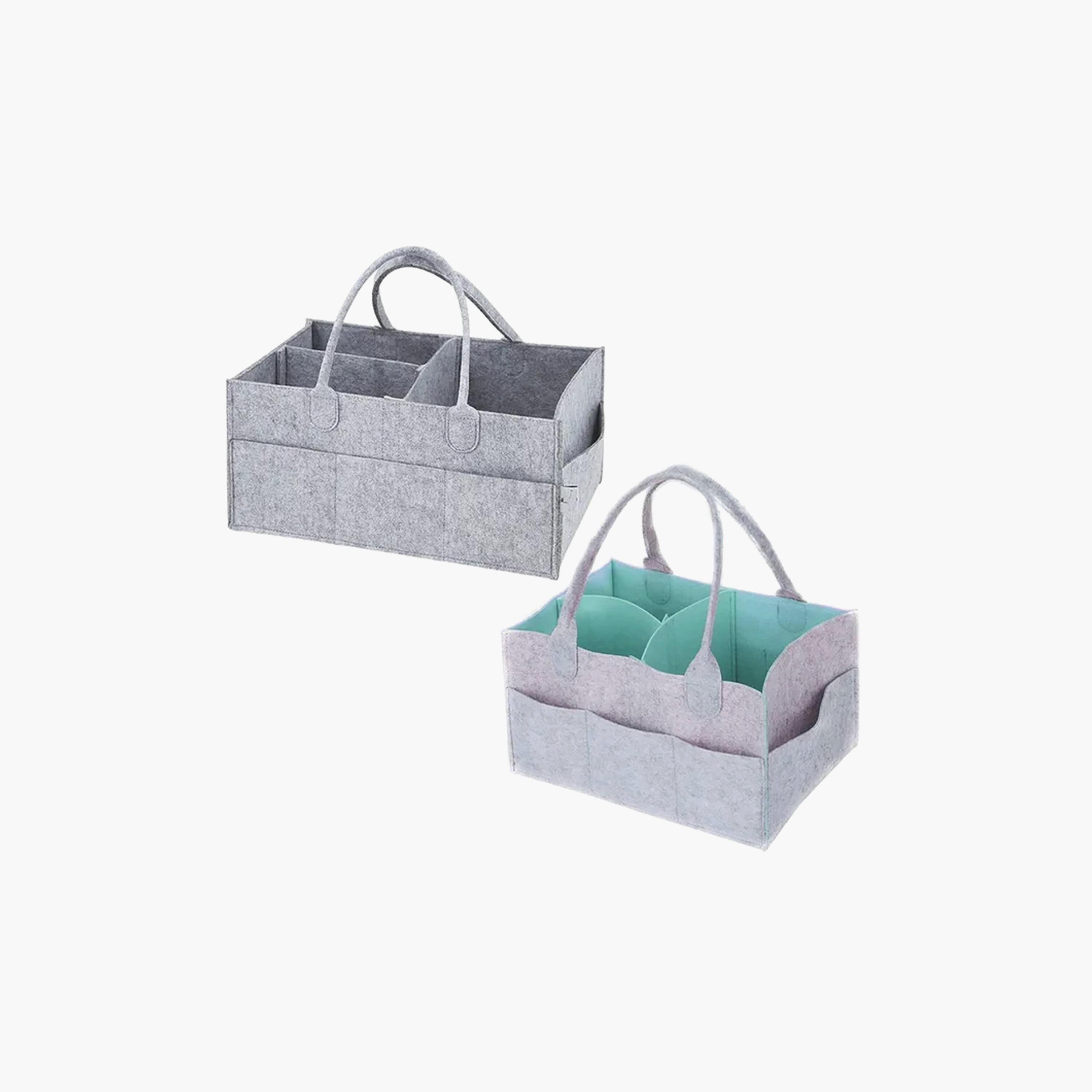 Star Babies 2-Piece Diaper Bag Caddy, Grey/Green-baby-gear-diaperbags-image-1