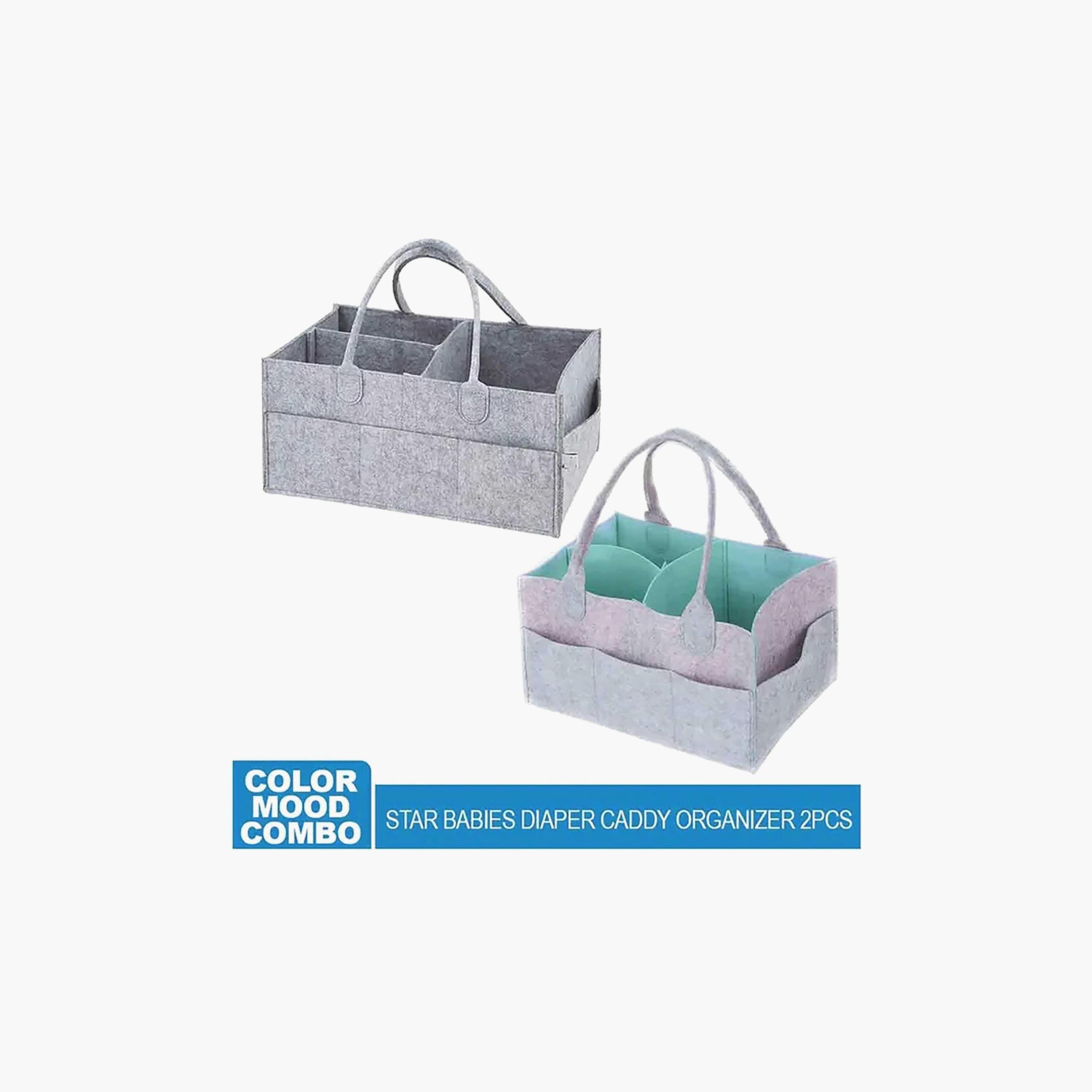Star Babies 2-Piece Diaper Bag Caddy, Grey/Green-baby-gear-diaperbags-image-2