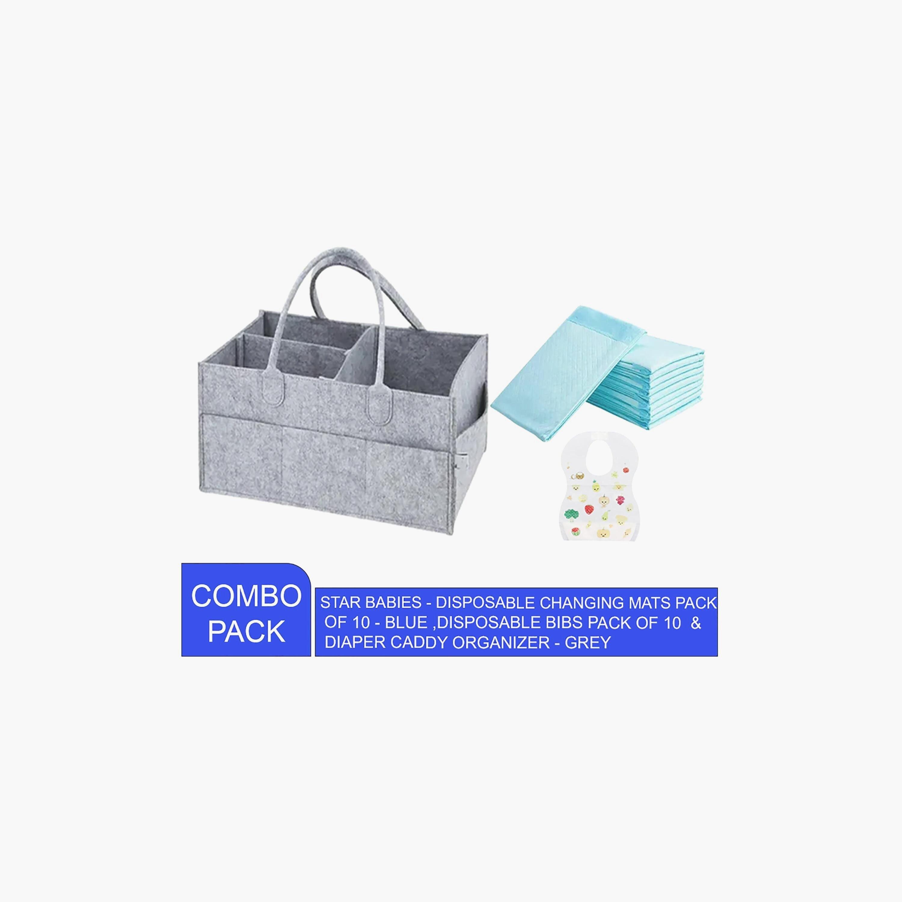 Star Babies Diaper Bag Caddy with 10-Piece Changing Mats & 10-Piece Disposable Bibs Bundle-baby-diapering-diaperbags-image-2