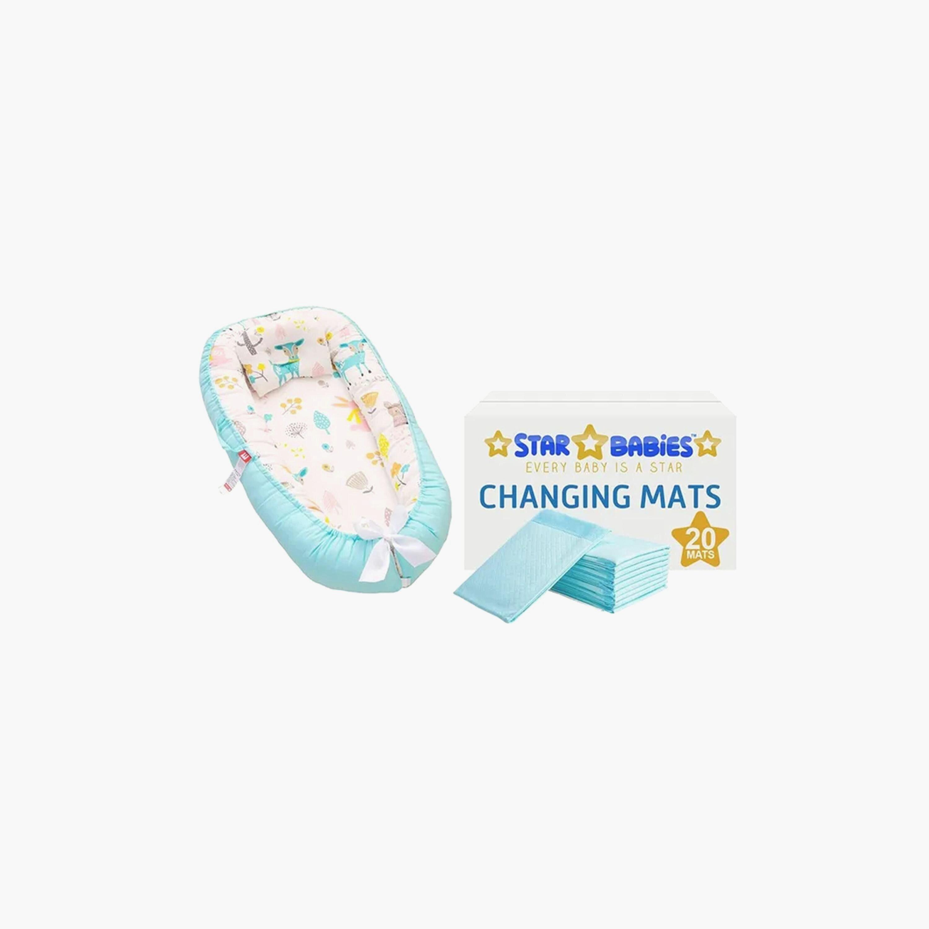 Star Babies Baby Sleeping Pod, Assorted with 20-Piece Disposable Changing Mats Bundle-baby-nursery-babybedding-image-1