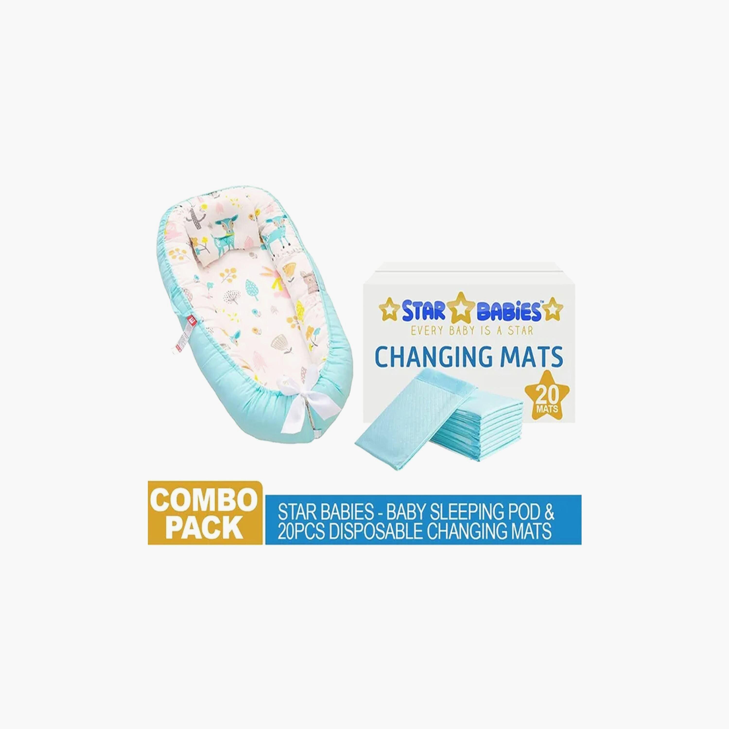 Star Babies Baby Sleeping Pod, Assorted with 20-Piece Disposable Changing Mats Bundle-baby-nursery-babybedding-image-2