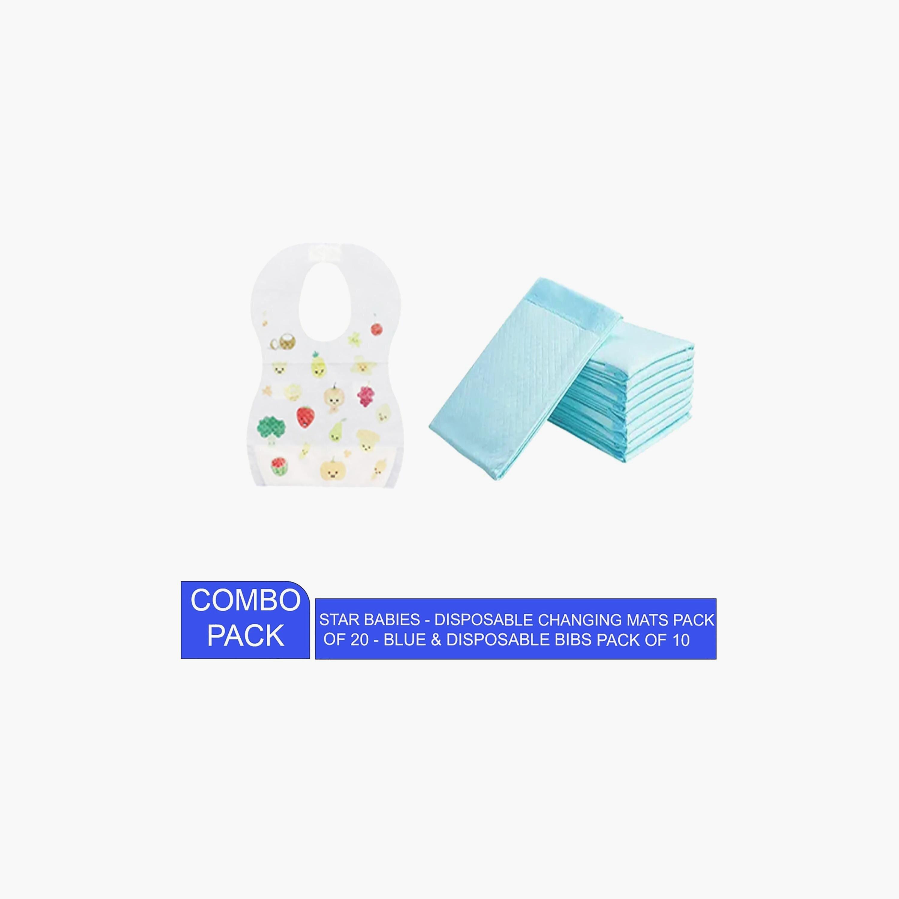 Star Babies 20-Piece Disposable Changing Mats with 10-Piece Disposable Bibs Bundle-baby-diapering-changingmats-image-2
