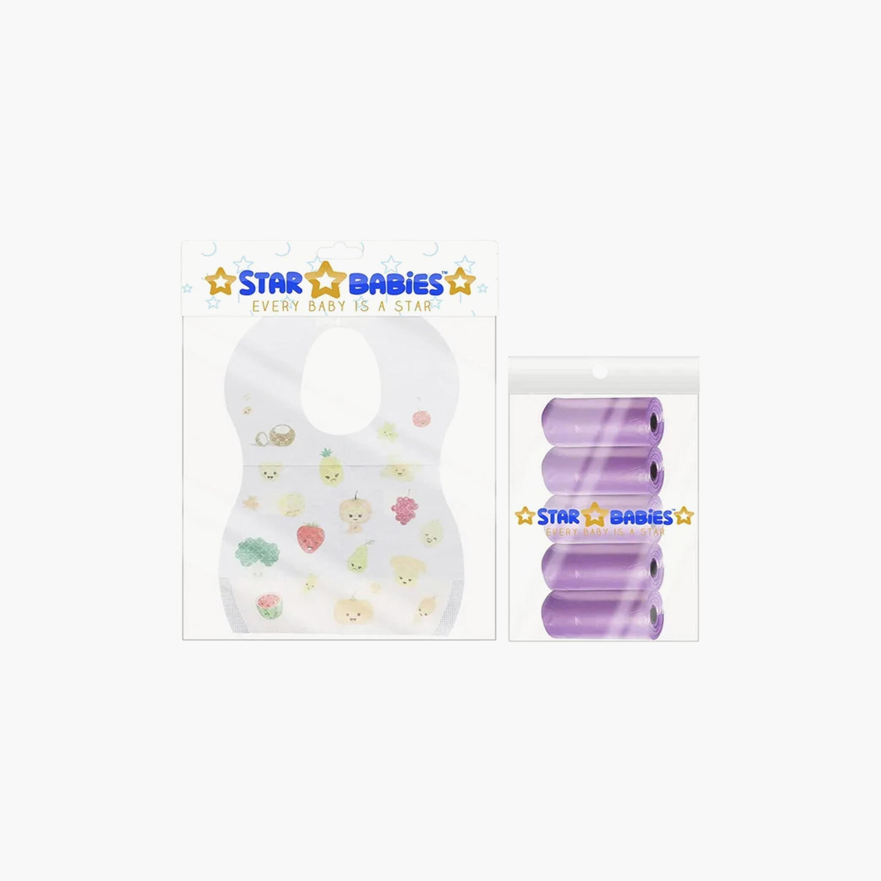 Star Babies 5-Piece Scented Bag with 10-Piece Disposable Bibs Bundle-baby-diapering-binsandrefills-image-1