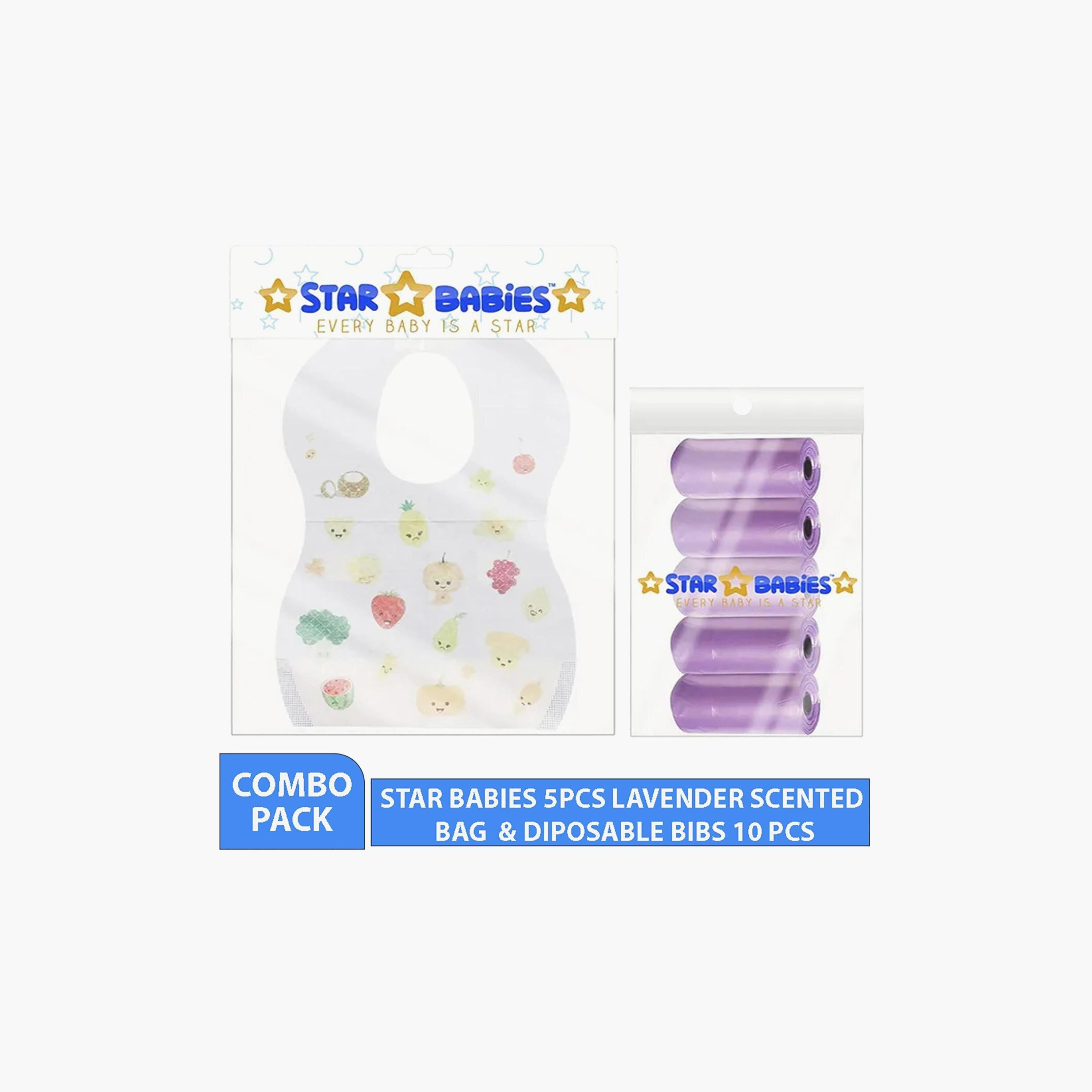 Star Babies 5-Piece Scented Bag with 10-Piece Disposable Bibs Bundle-baby-diapering-binsandrefills-image-2
