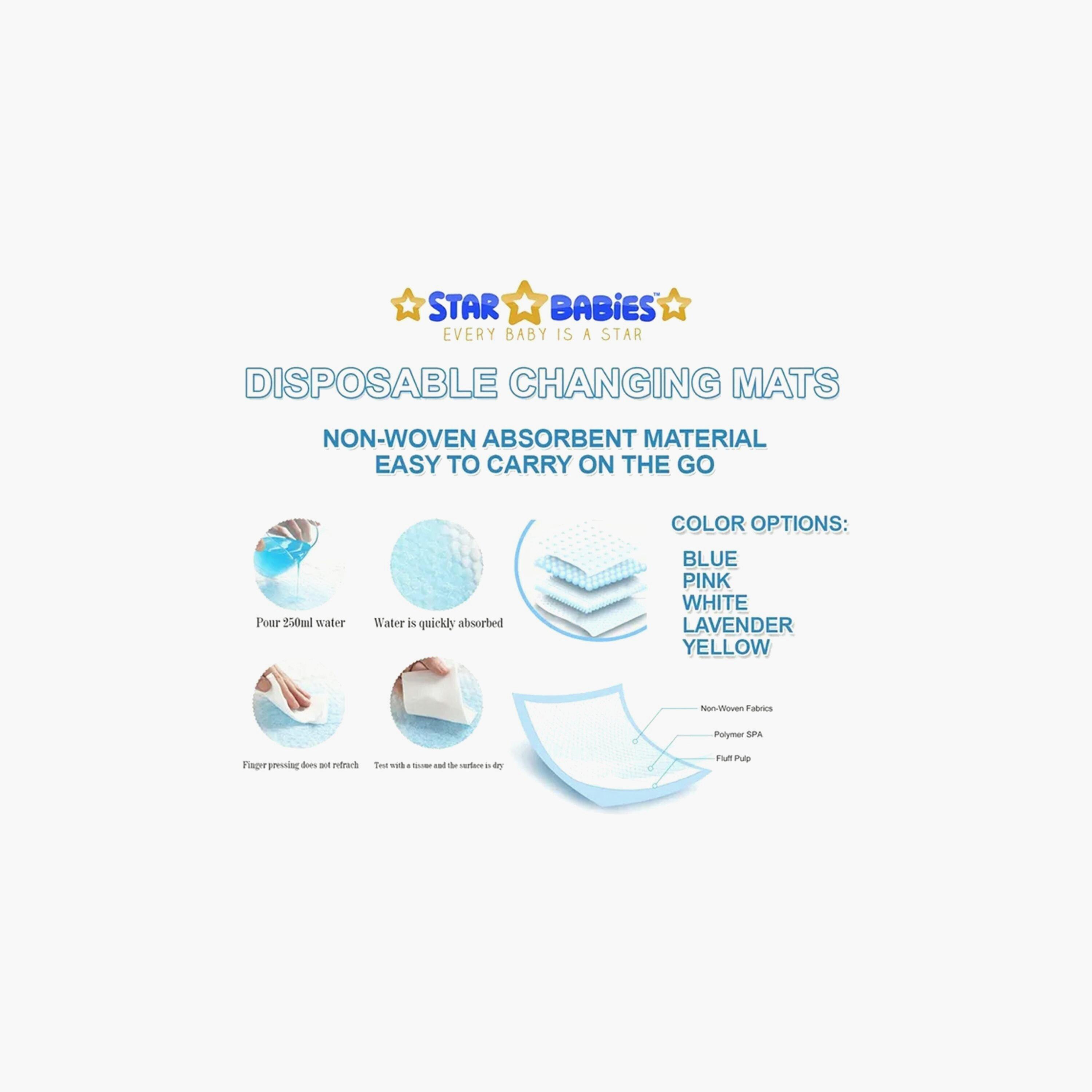 Star Babies 80-Piece Disposable Changing Mats, 70-Piece Disposable Bibs with Pack of 10 Scented Bags and Dispenser Bundle-baby-feeding-bibs-image-3