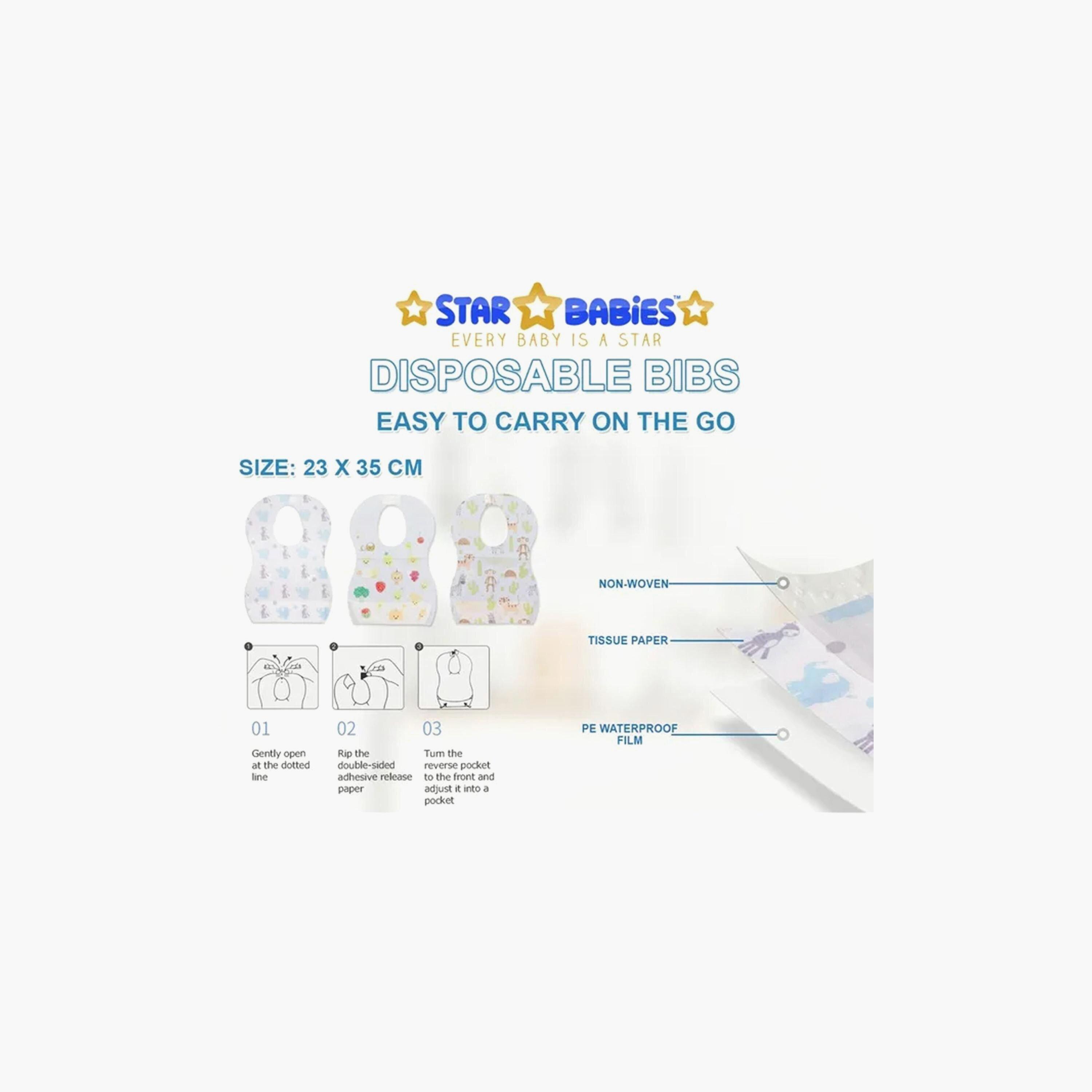 Star Babies 80-Piece Disposable Changing Mats, 70-Piece Disposable Bibs with Pack of 10 Scented Bags and Dispenser Bundle-baby-feeding-bibs-image-4