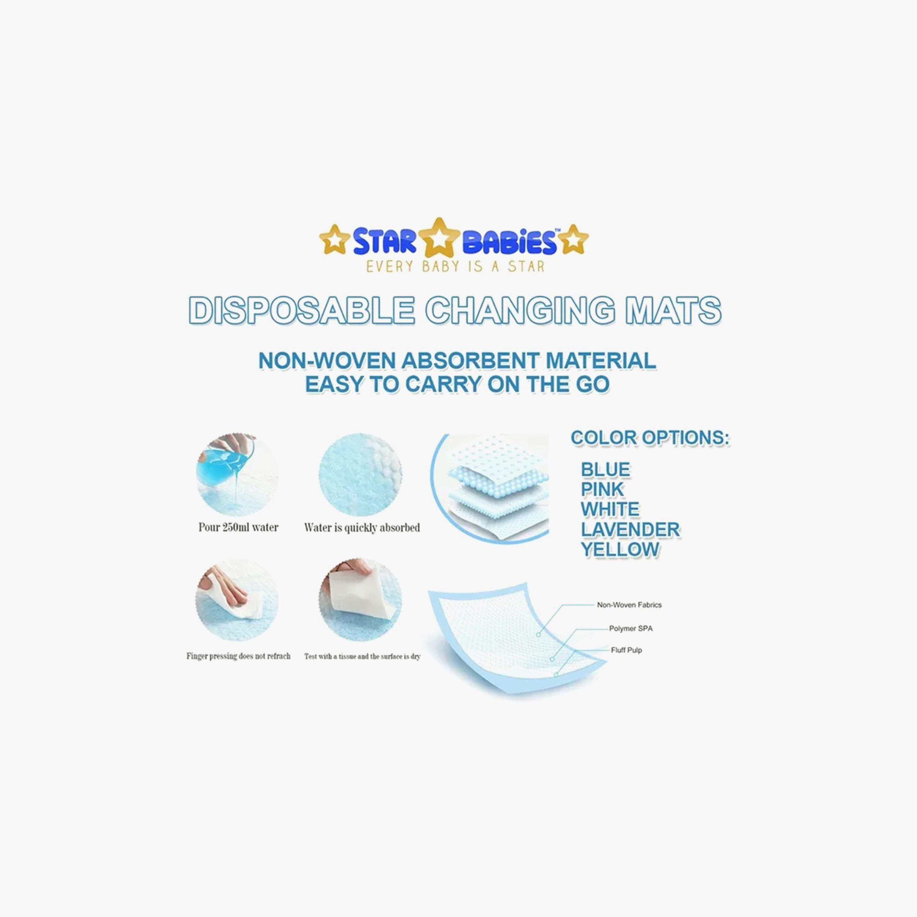 Star Babies 80-Piece Disposable Changing Mats, 70-Piece Disposable Bibs with Pack of 10 Scented Bags and Dispenser Bundle-baby-feeding-bibs-image-4