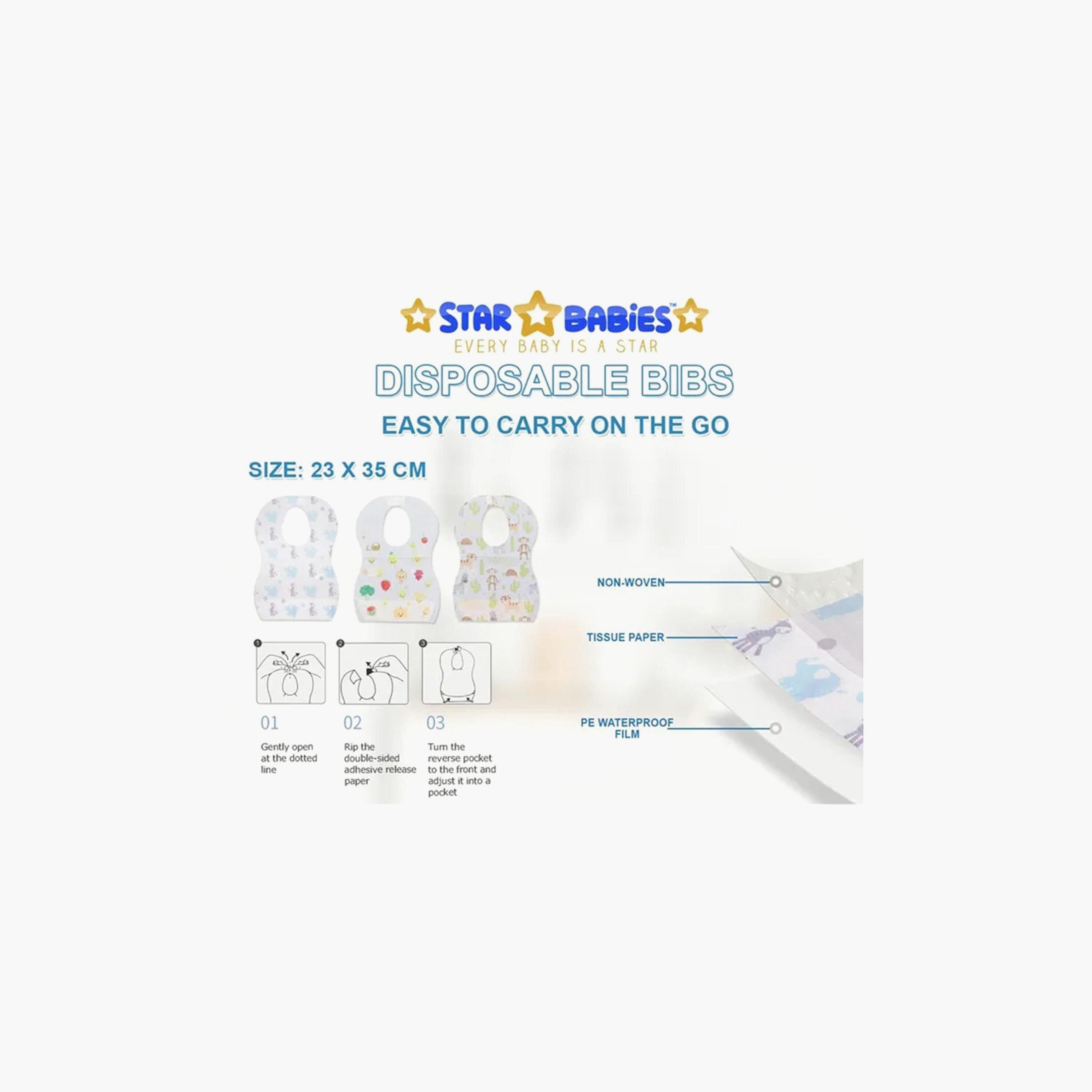 Star Babies 80-Piece Disposable Changing Mats, 70-Piece Disposable Bibs with Pack of 10 Scented Bags and Dispenser Bundle-baby-feeding-bibs-image-5