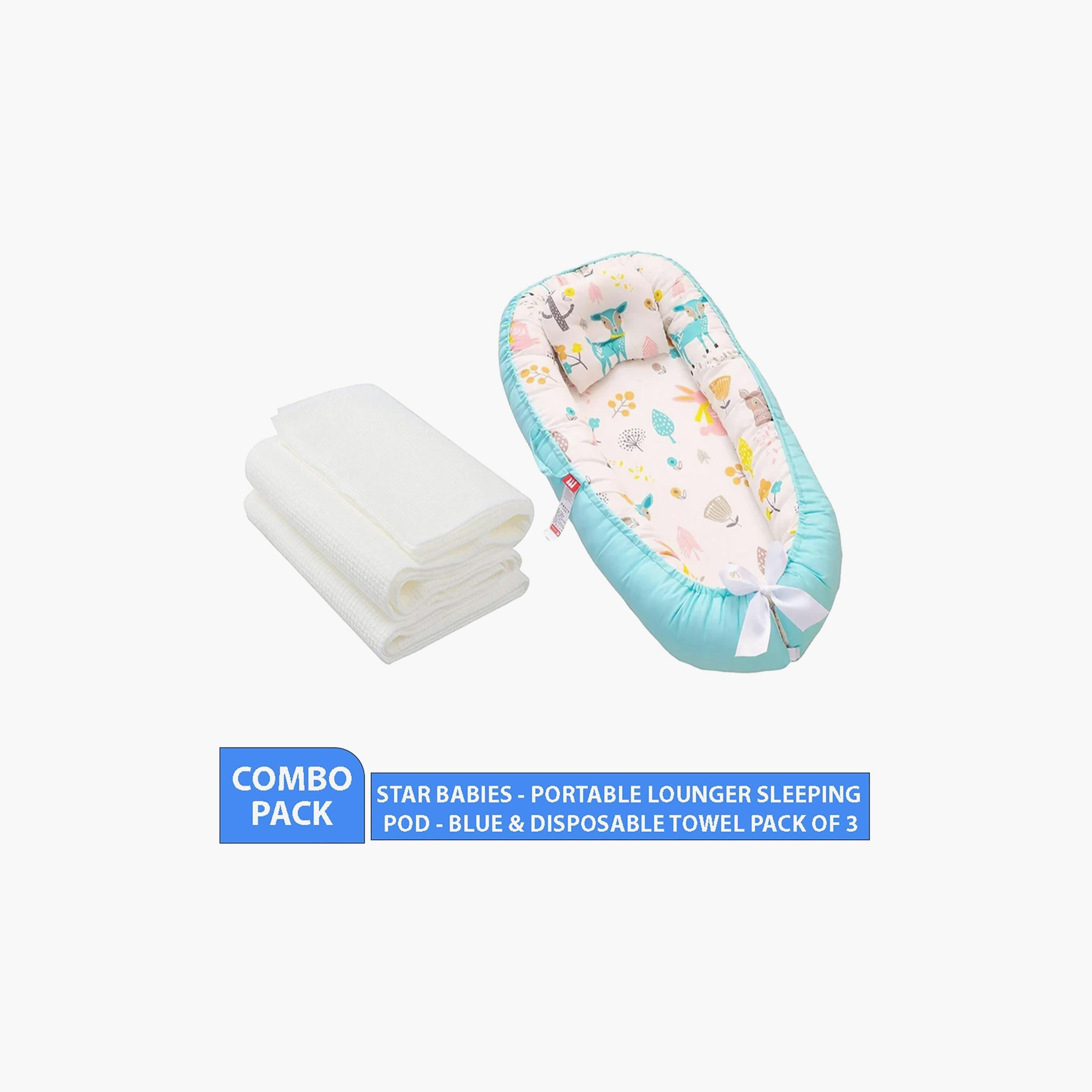 Star Babies Portable Lounger Sleeping Pod with 3-Piece Disposable Towel Bundle-baby-nursery-babybedding-image-2