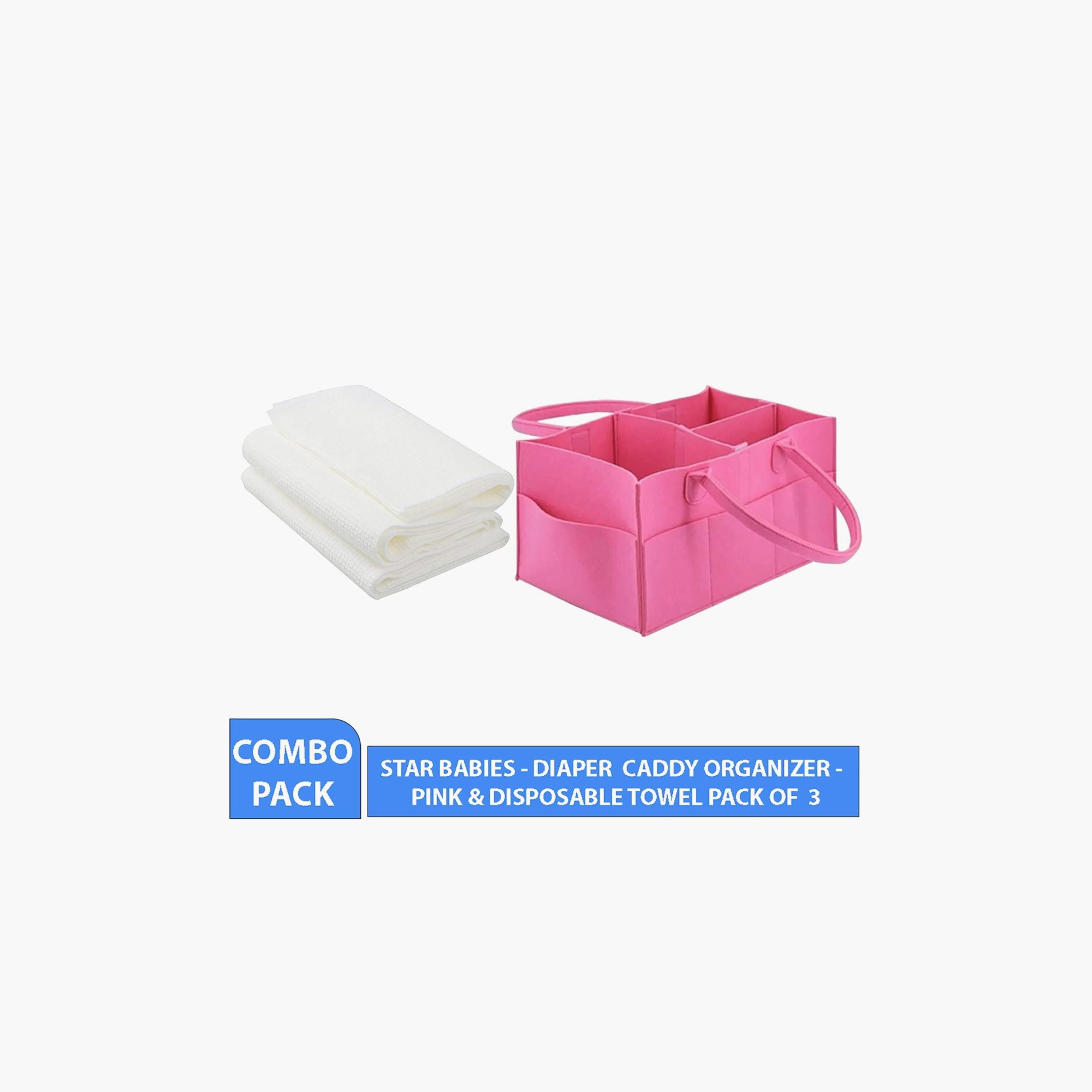 منظم حفاضات من ستار بيبيز مع حزمة مناشف للاستعمال مرة واحدة 3 قطع -baby-bathandcare-towels-image-2