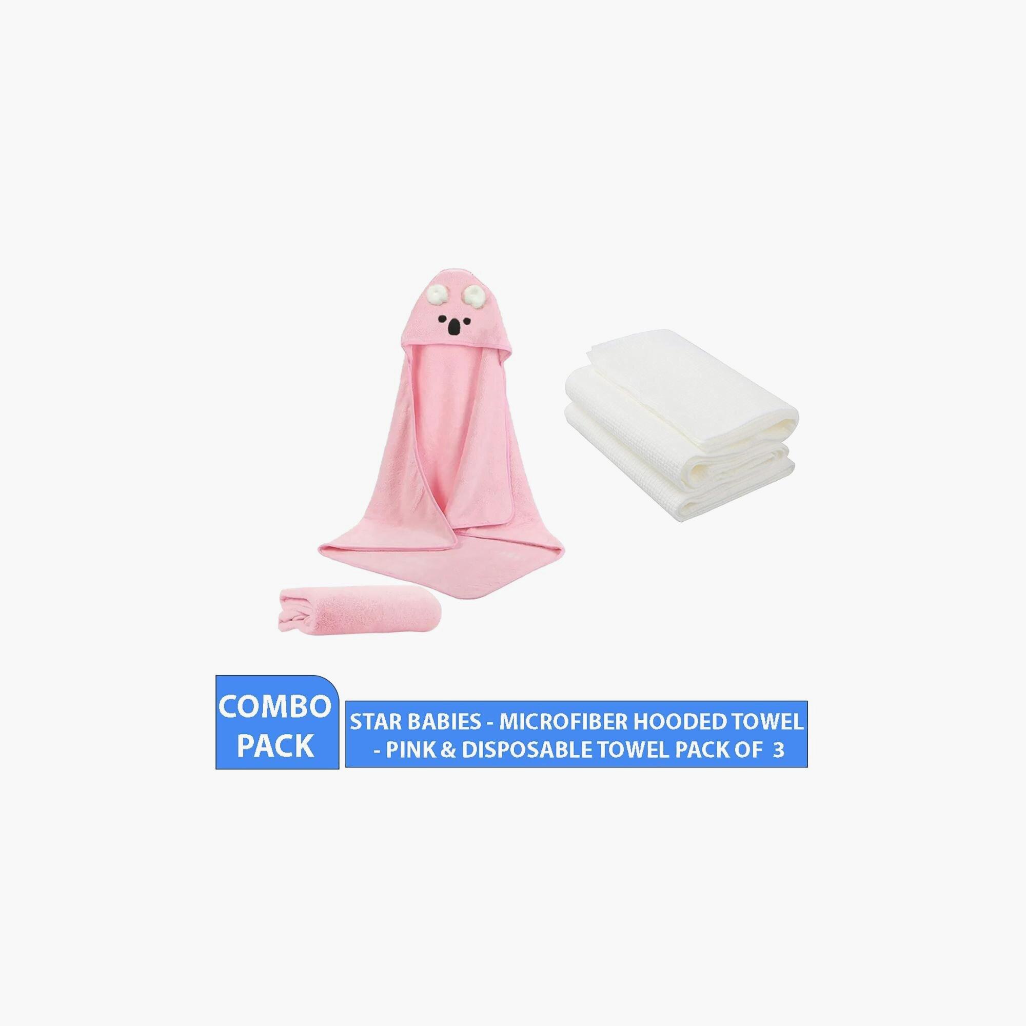 Star Babies Microfiber Hooded Towel with 3-Piece Disposable Towels Bundle-baby-bathandcare-towels-image-2