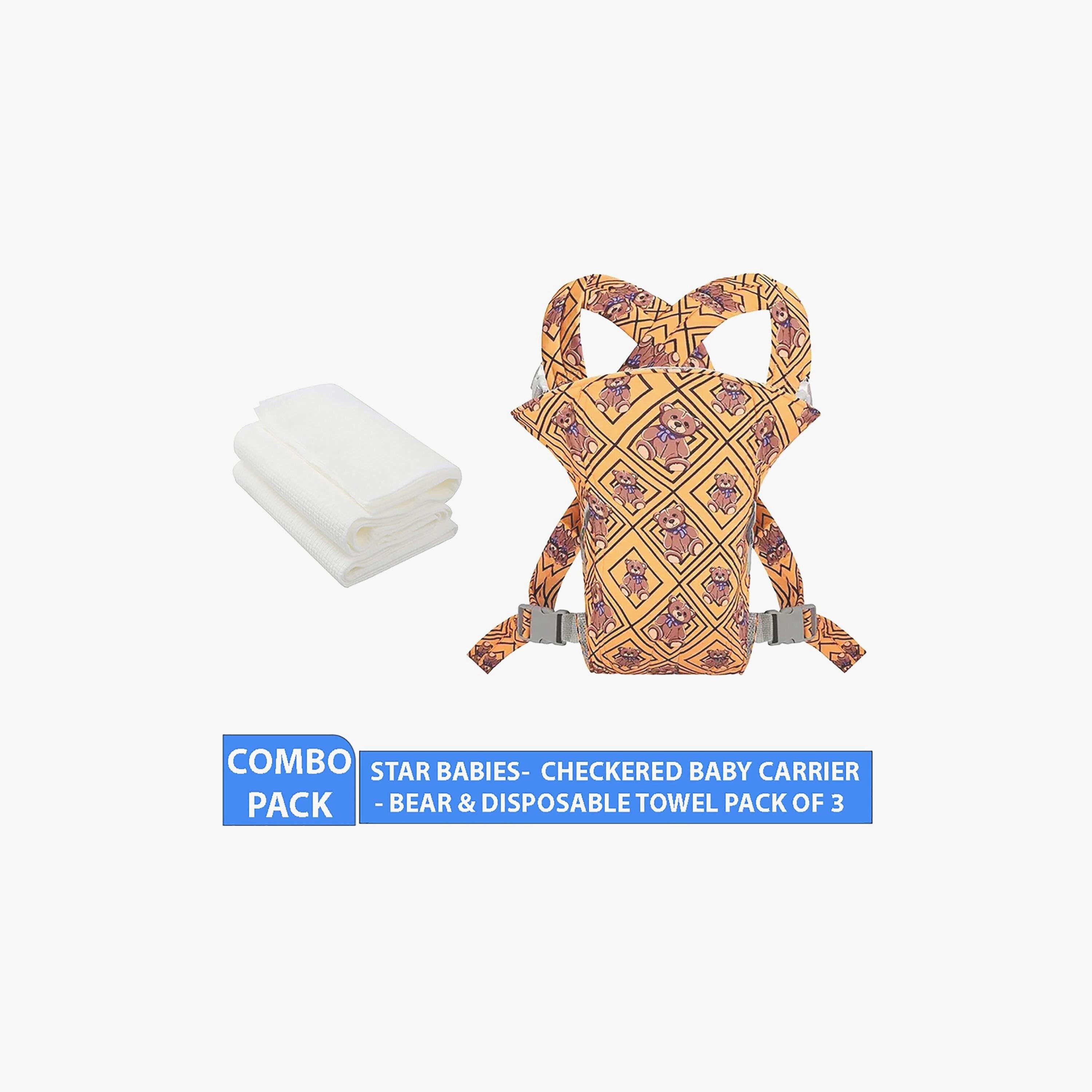 حمالة أطفال من ستار بيبيز, طبعة دب مع حزمة مناشف للاستعمال مرة واحدة 3 قطع -baby-gear-babycarriers-image-2