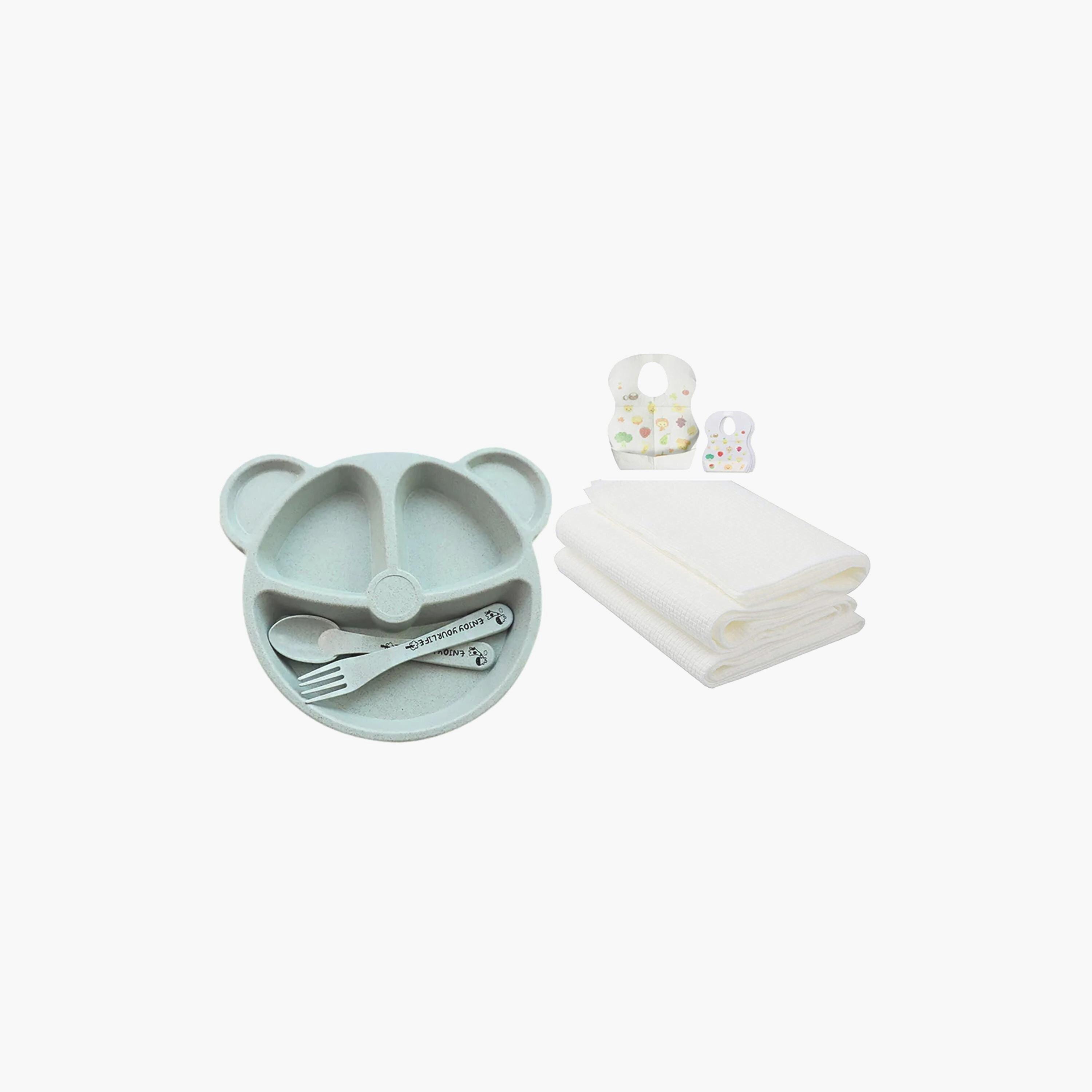Star Babies Baby Plate, 3-Piece Disposable Towels with 10-Piece Disposable Bibs Bundle-baby-feeding-bibs-image-1