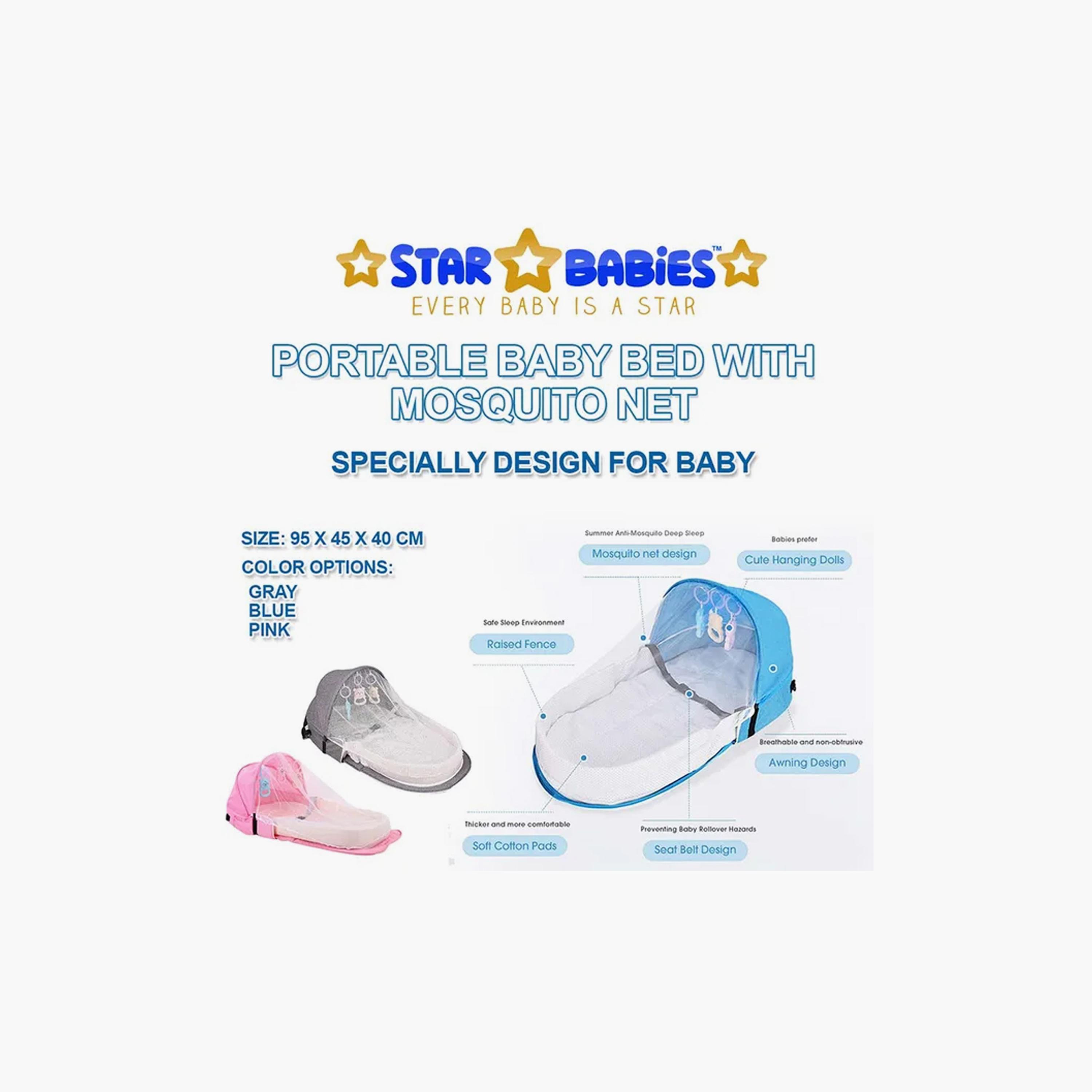 Star Babies Portable Baby Bed with Mosquito Net-baby-nursery-furniture-cribsandbeds-cribaccessories-image-5