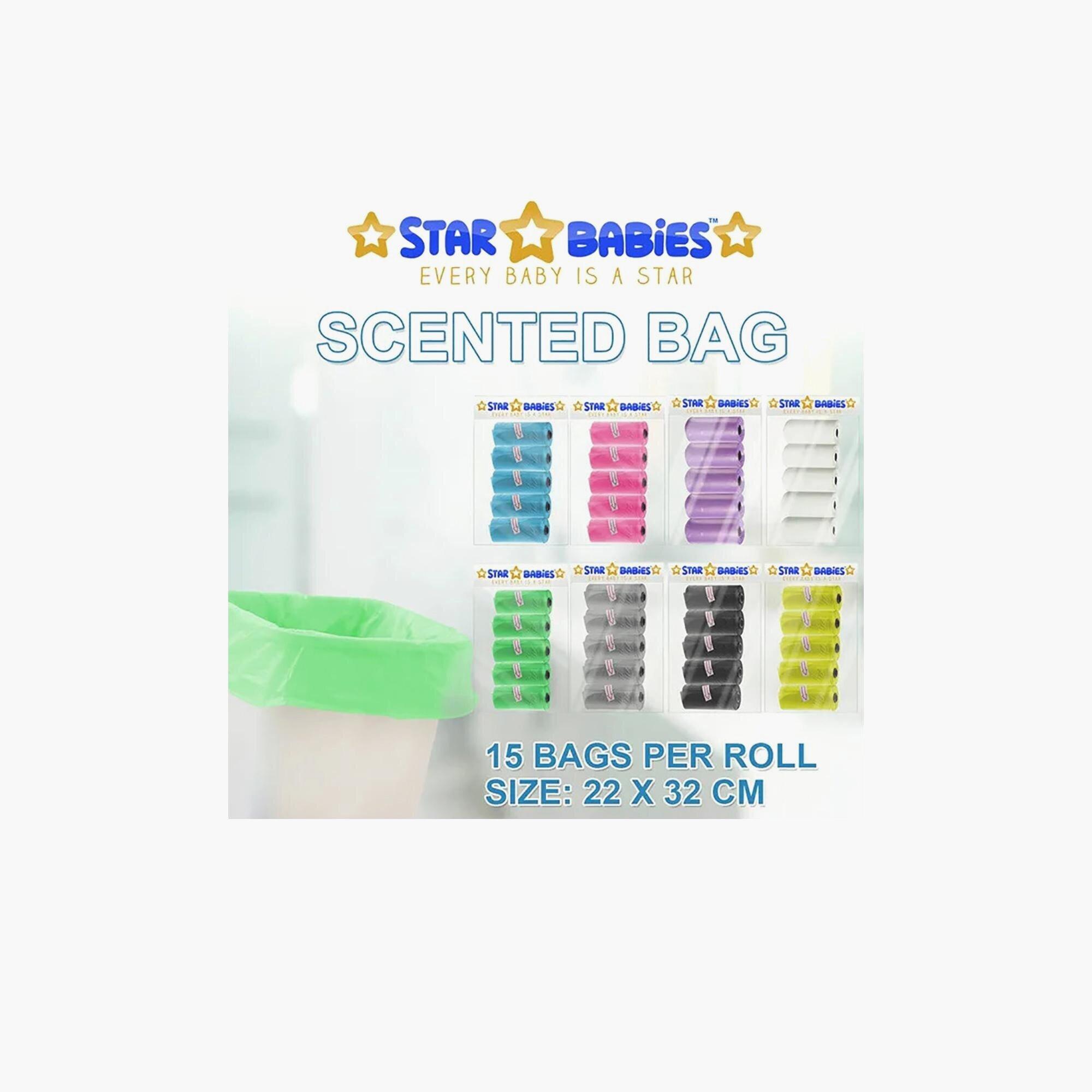Star Babies Pack of 15 Scented Bags with Dispenser, Assorted-baby-diapering-binsandrefills-image-6