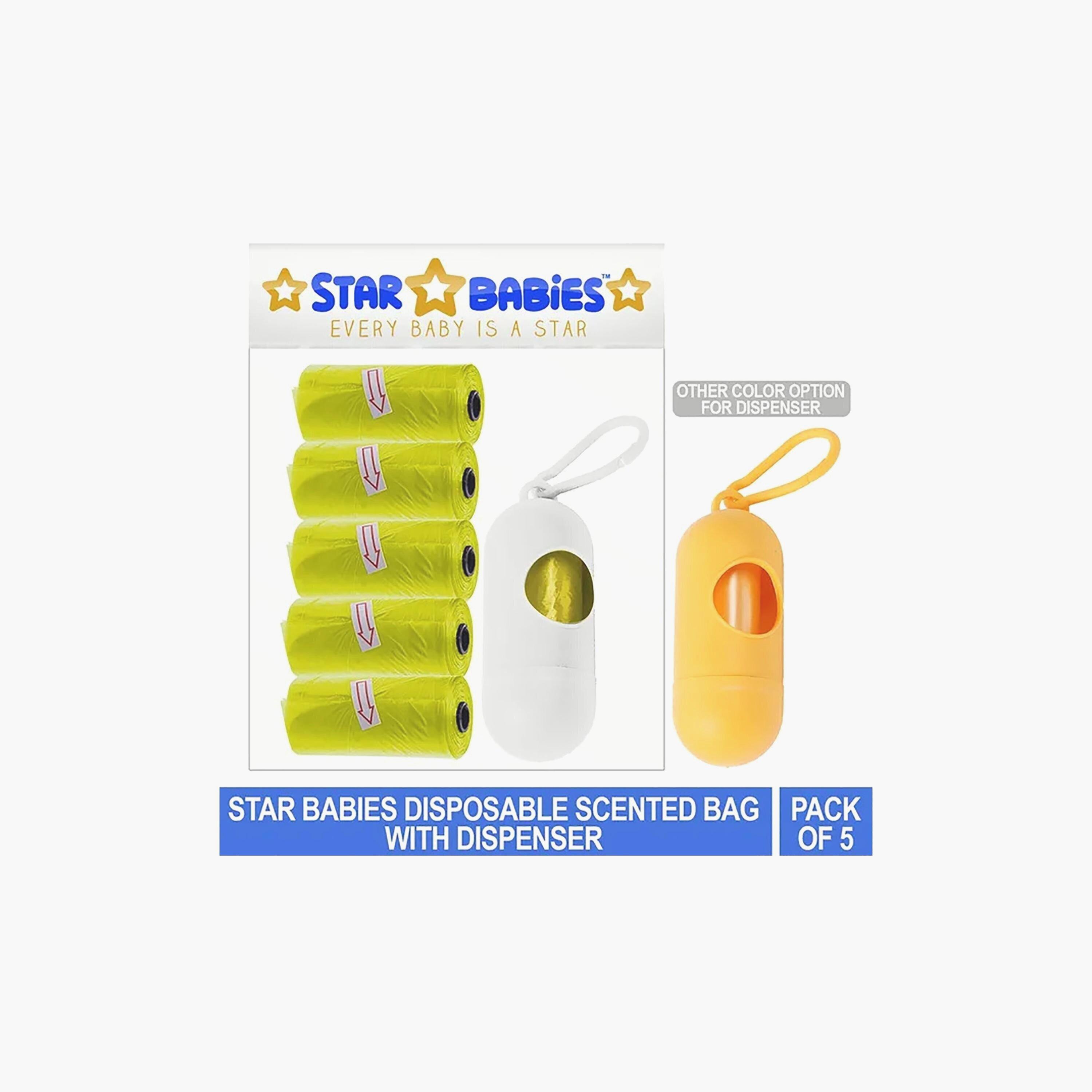 Star Babies Pack of 5 Scented Bags with Dispenser, Assorted-baby-diapering-binsandrefills-image-3