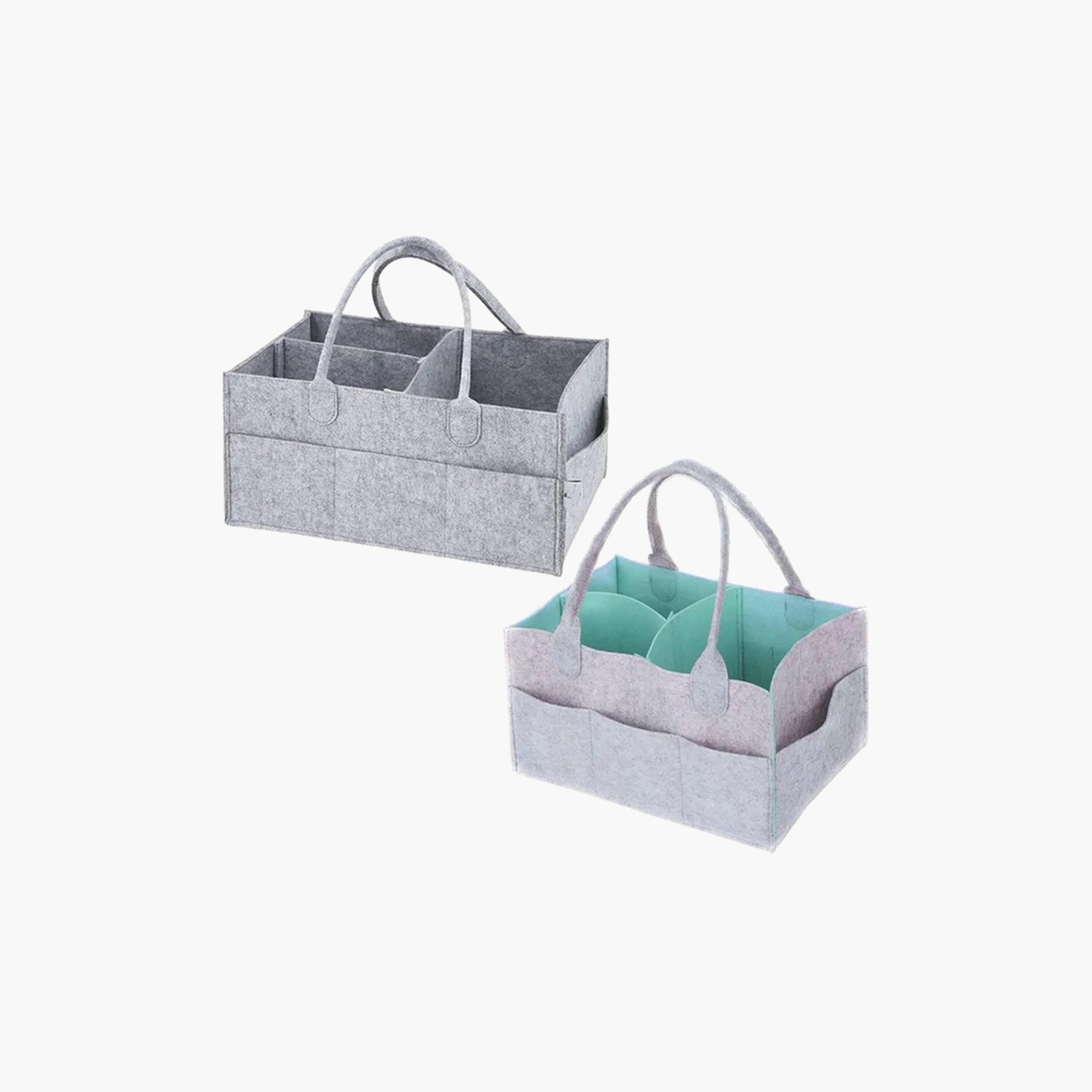 Star Babies 2-Piece Diaper Bag Caddy, Grey/Green-baby-gear-diaperbags-image-1