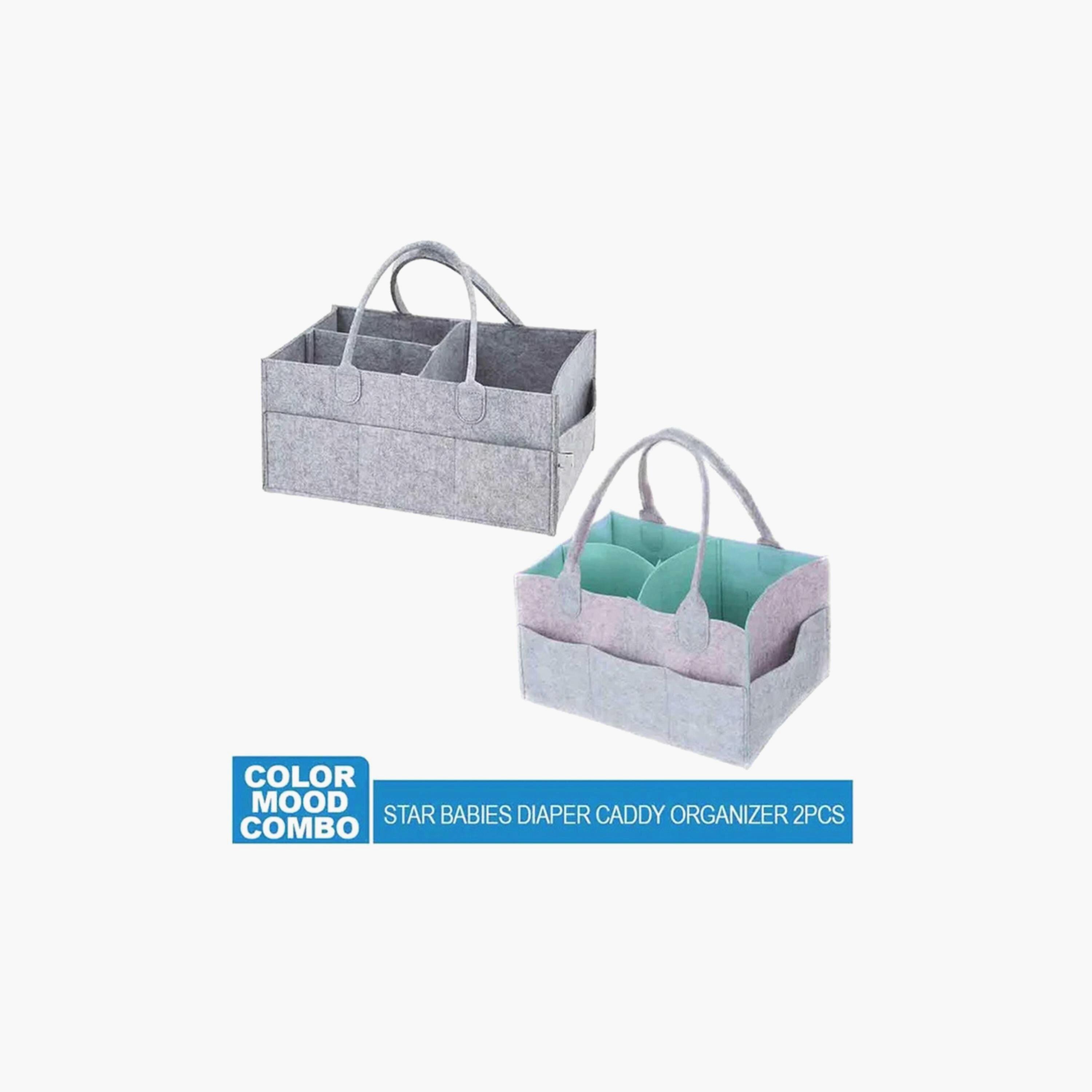 Star Babies 2-Piece Diaper Bag Caddy, Grey/Green-baby-gear-diaperbags-image-2