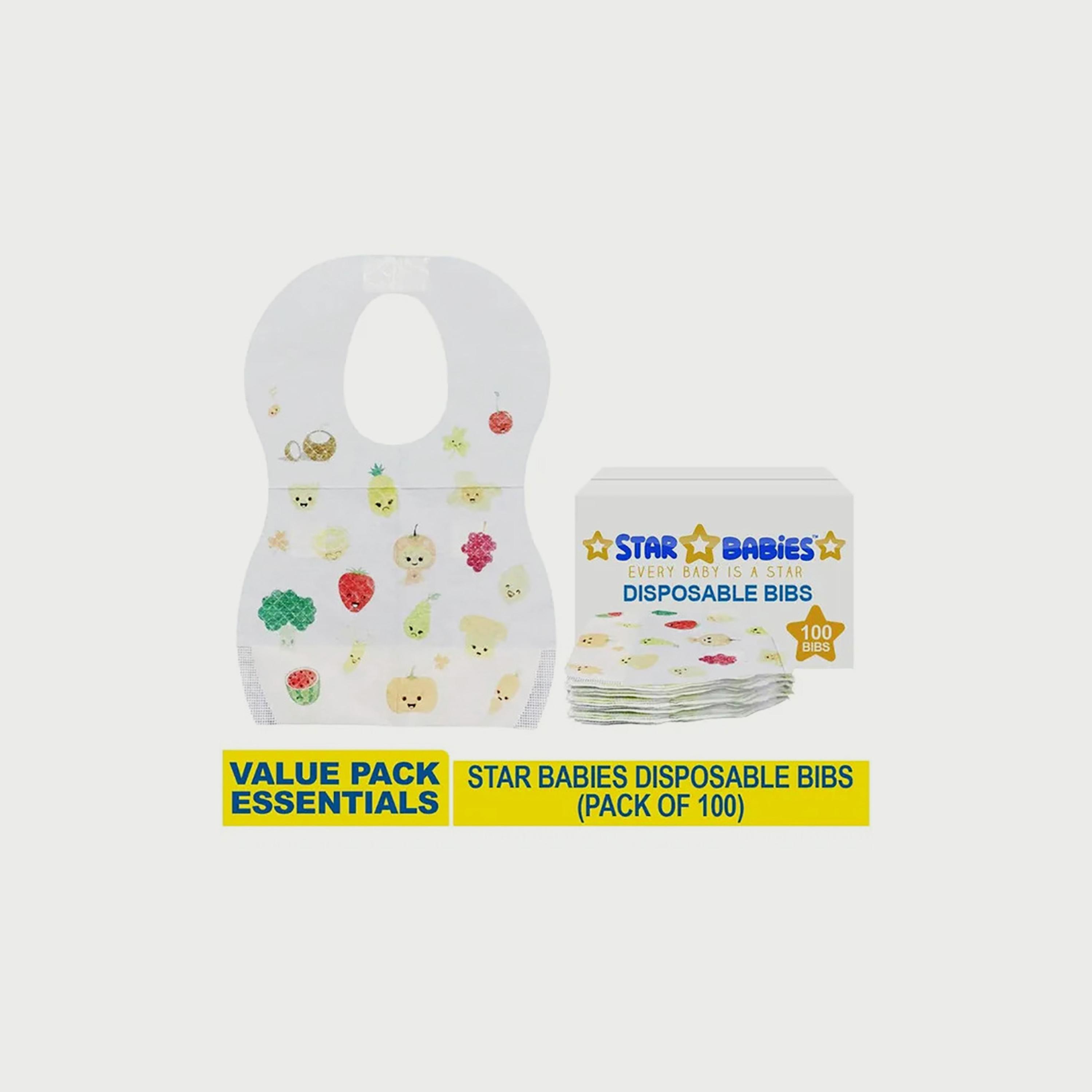 Star Babies 100-Piece Disposable Bibs, Fruit Print-baby-feeding-bibs-image-1