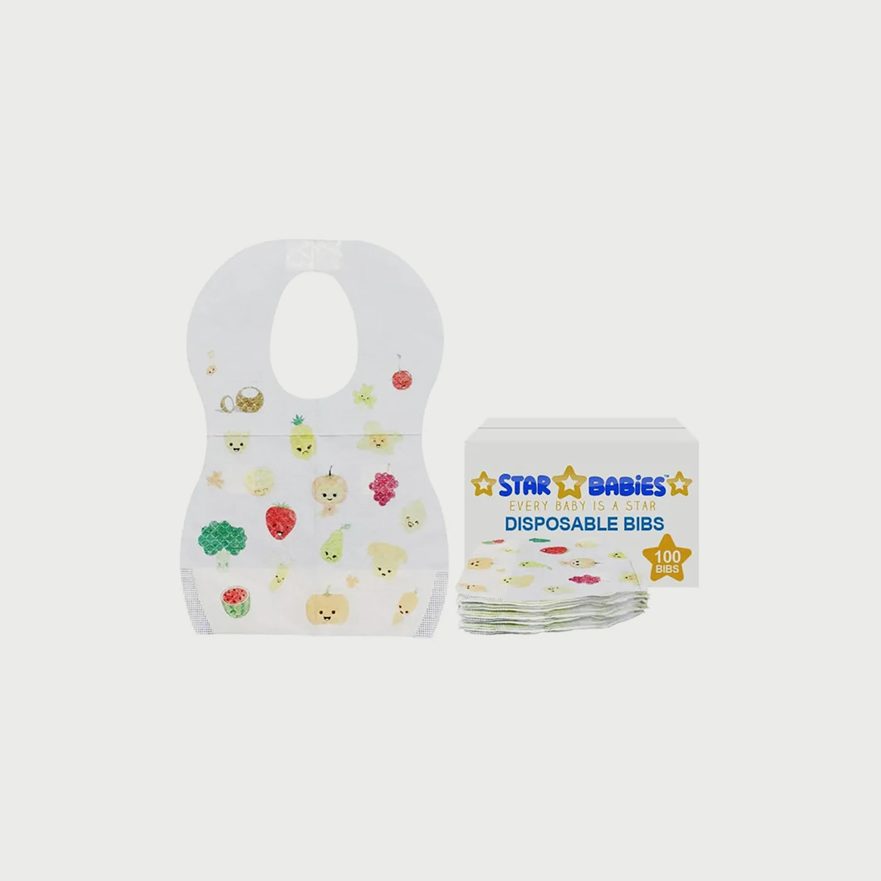 Star Babies 100-Piece Disposable Bibs, Fruit Print-baby-feeding-bibs-image-2