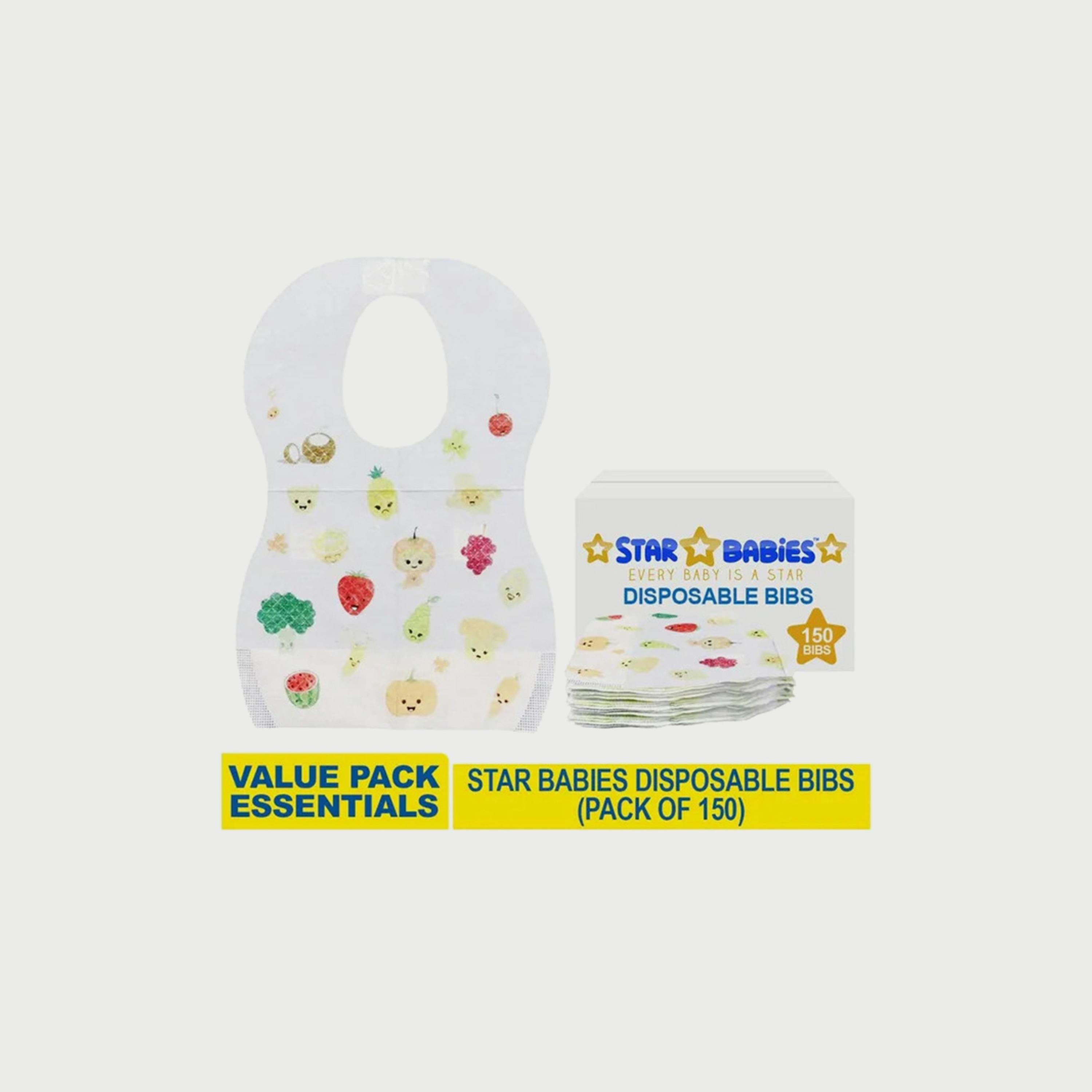 مرايل للاستعمال مرة واحدة 150 قطعة من ستار بيبيز, بطبعة فاكهة-baby-feeding-bibs-image-1