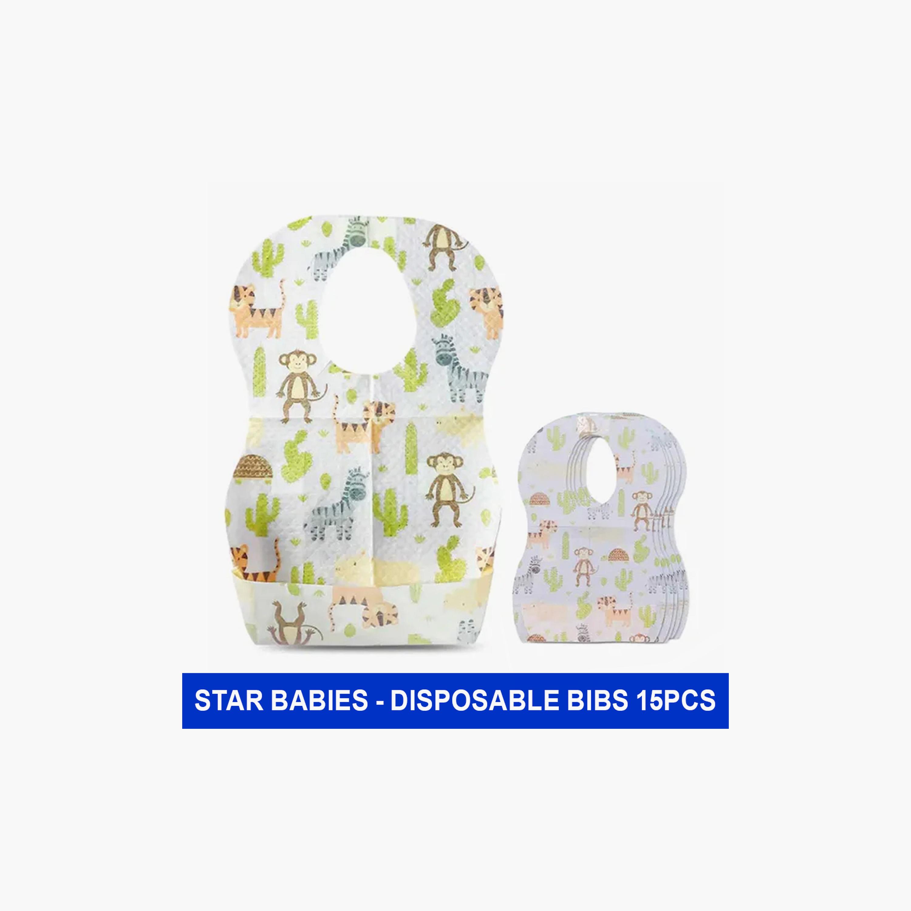 Star Babies 15-Piece Disposable Bibs, Animals-baby-feeding-bibs-image-2
